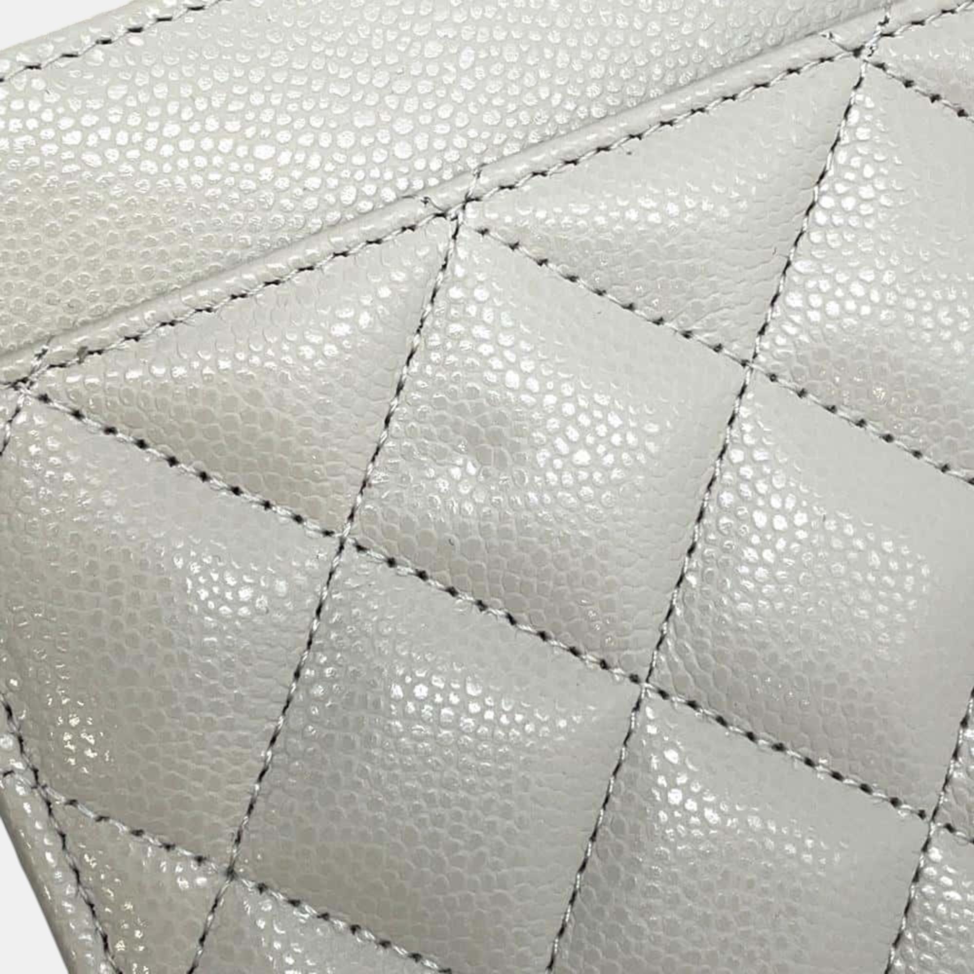 Chanel Caviar Skin Classic Matelasse Coco Mark Chain Wallet