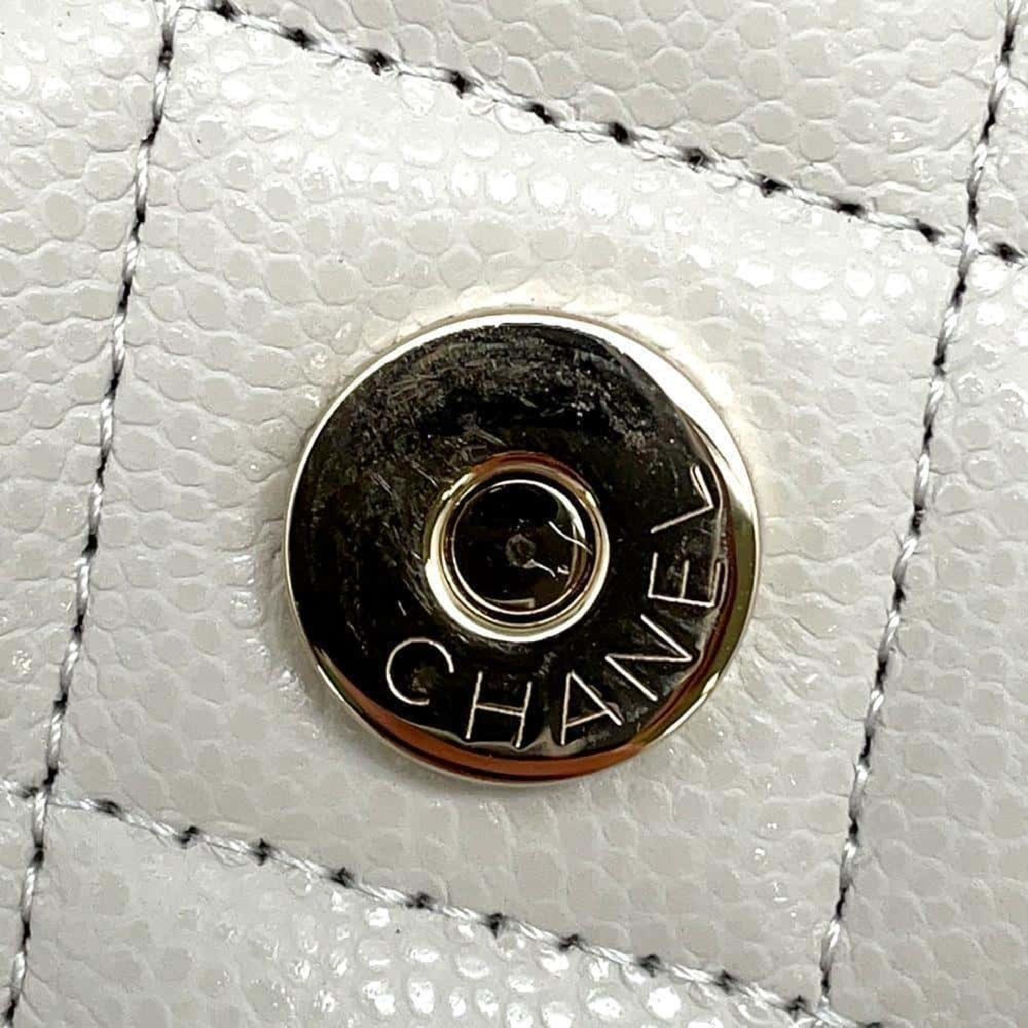 Chanel Caviar Skin Classic Matelasse Coco Mark Chain Wallet