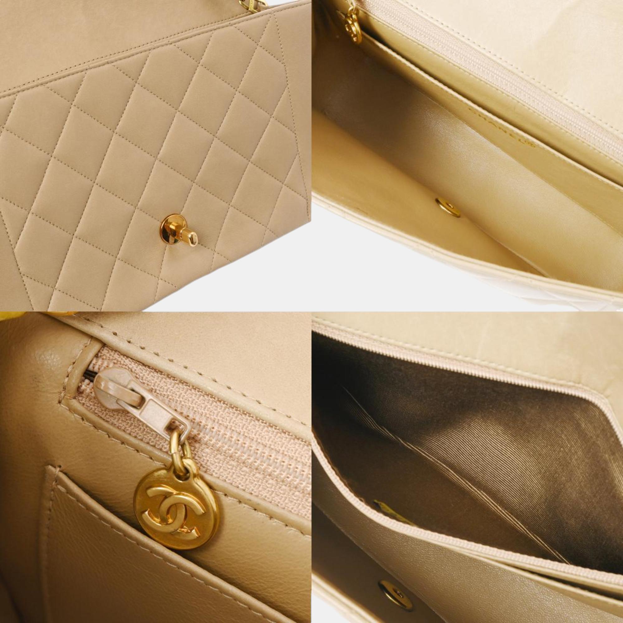 Chanel Beige Lambskin Matelasse Diana 25cm Chain Shoulder Bag