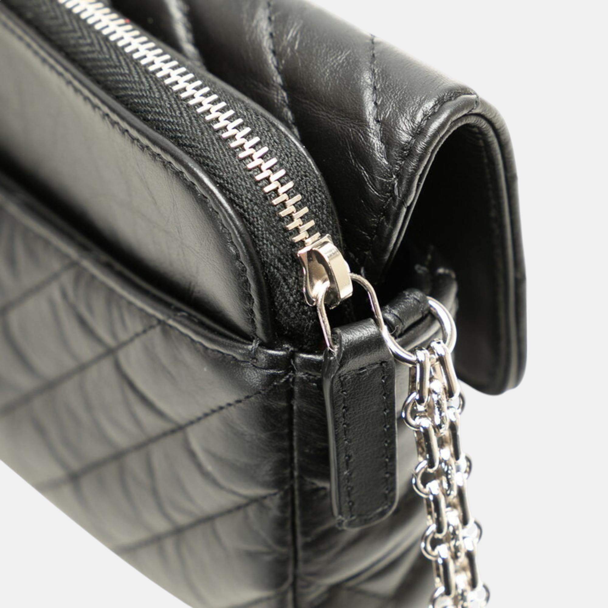 Chanel Black Lambskin Chevron V-stitch Chain Shoulder Bag