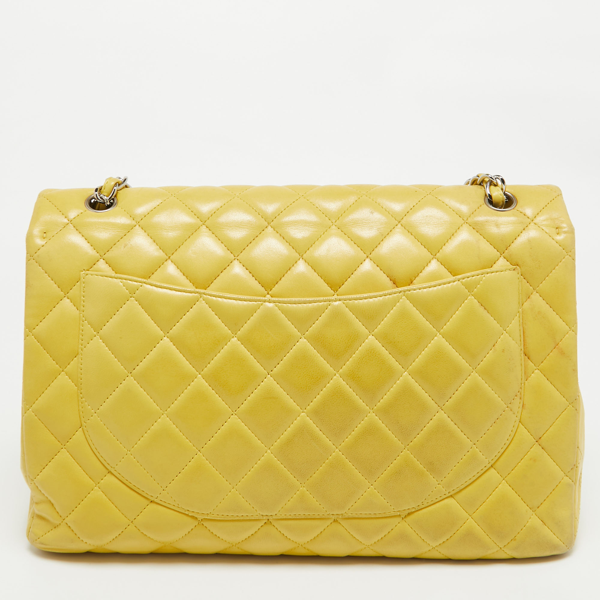 Chanel Yellow Quilted Leather Maxi Classic Single Flap Bag