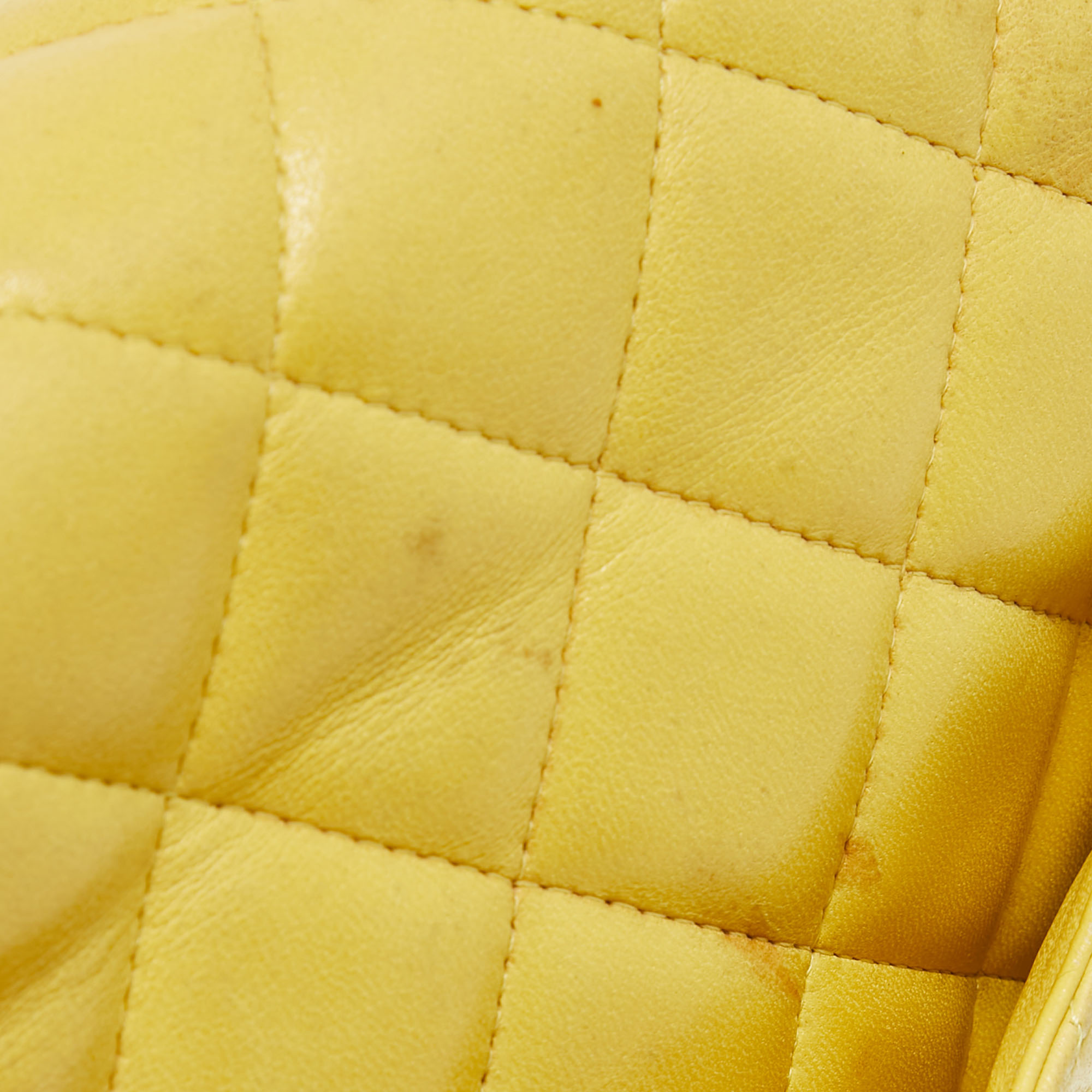 Chanel Yellow Quilted Leather Maxi Classic Single Flap Bag