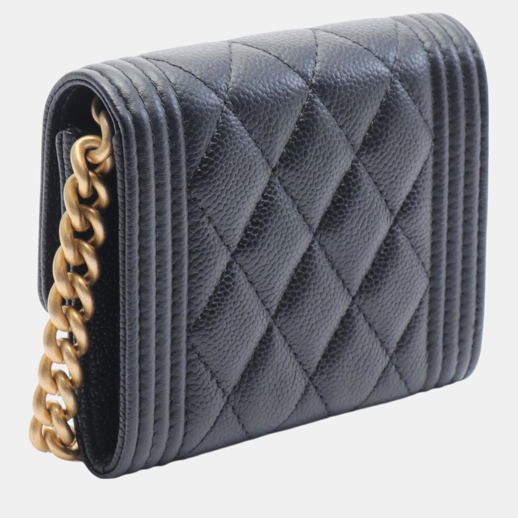 Chanel Black Caviar Skin Boy Shoulder Bag