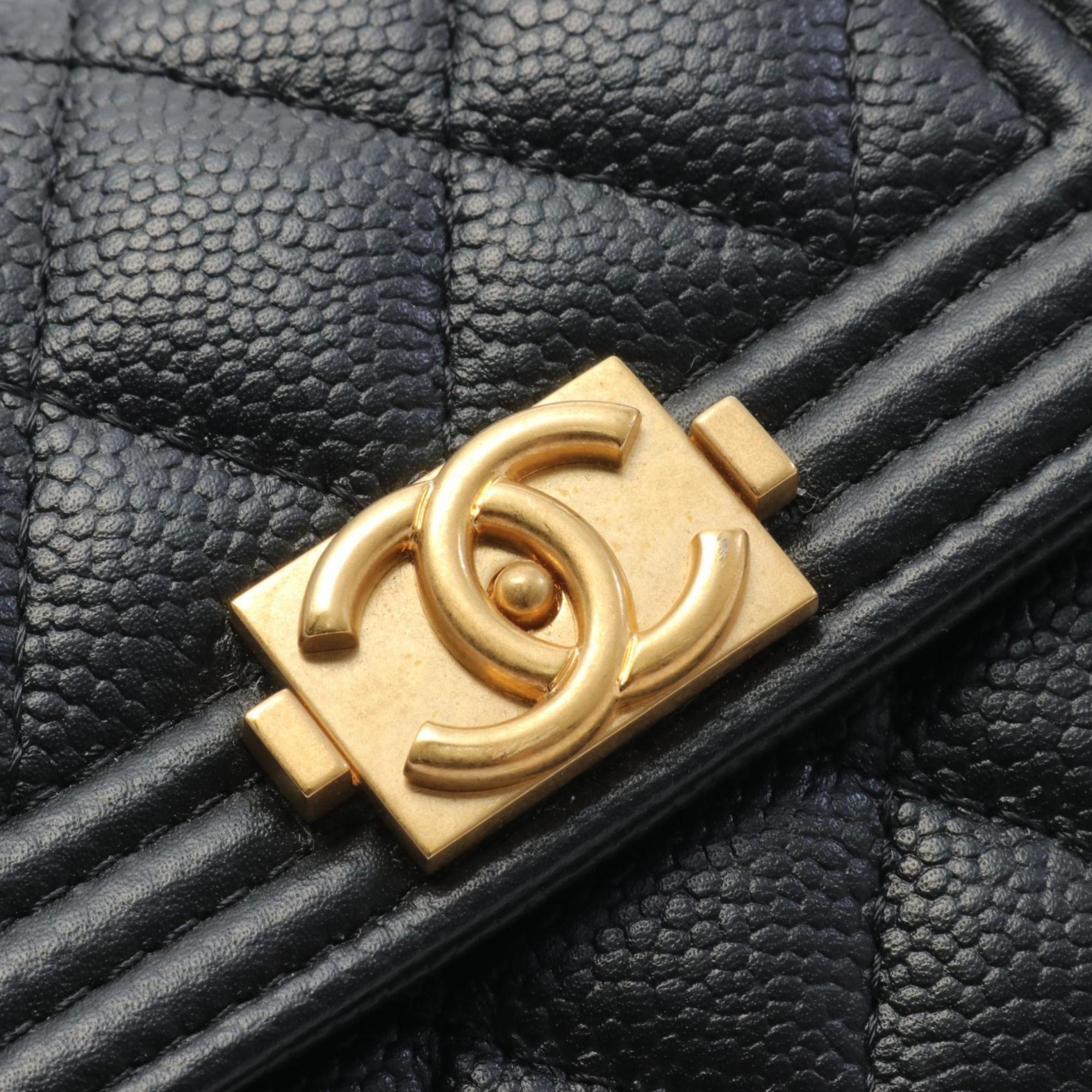 Chanel Black Caviar Skin Boy Shoulder Bag