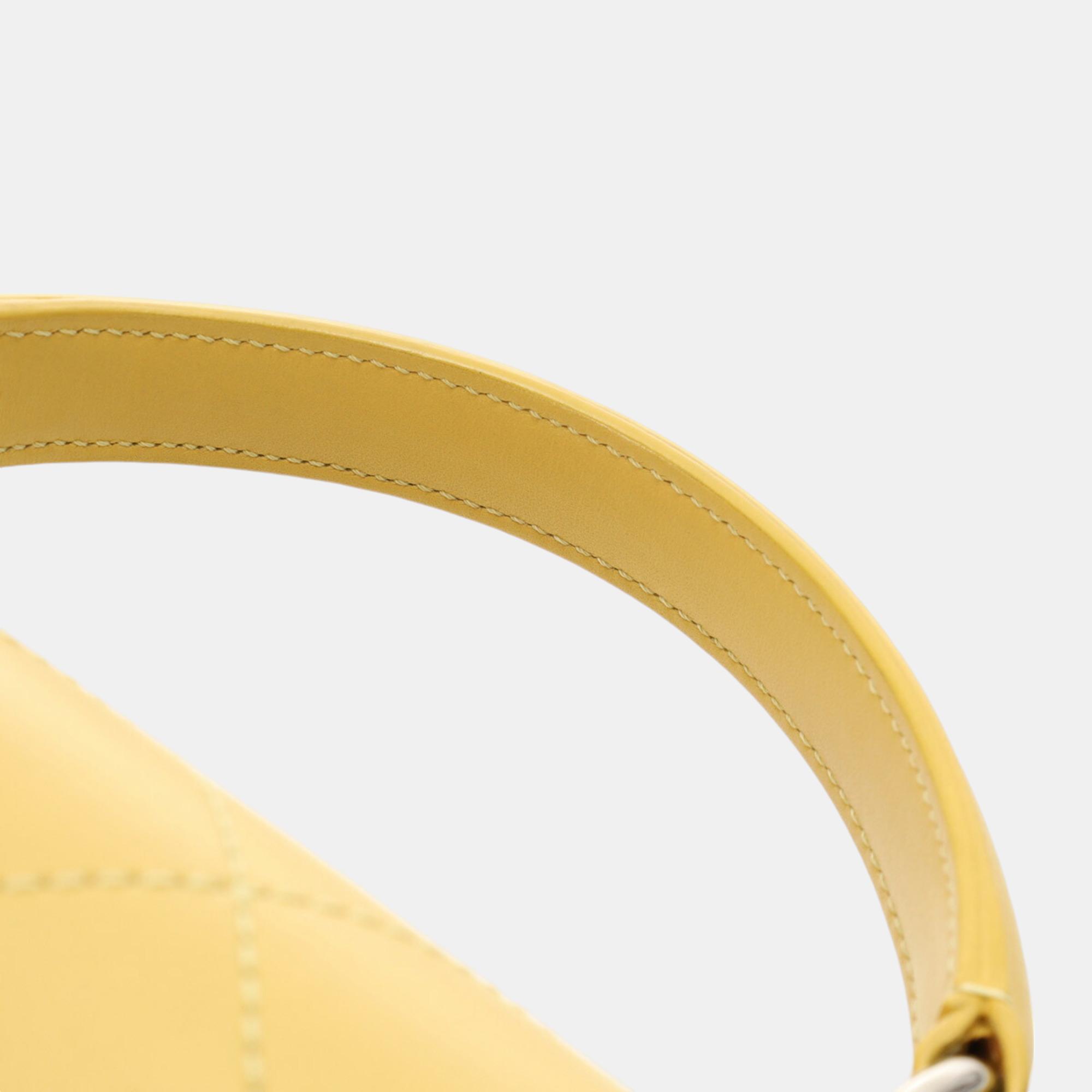 Chanel Yellow Calfskin Matelasse 20cm Shoulder Bag