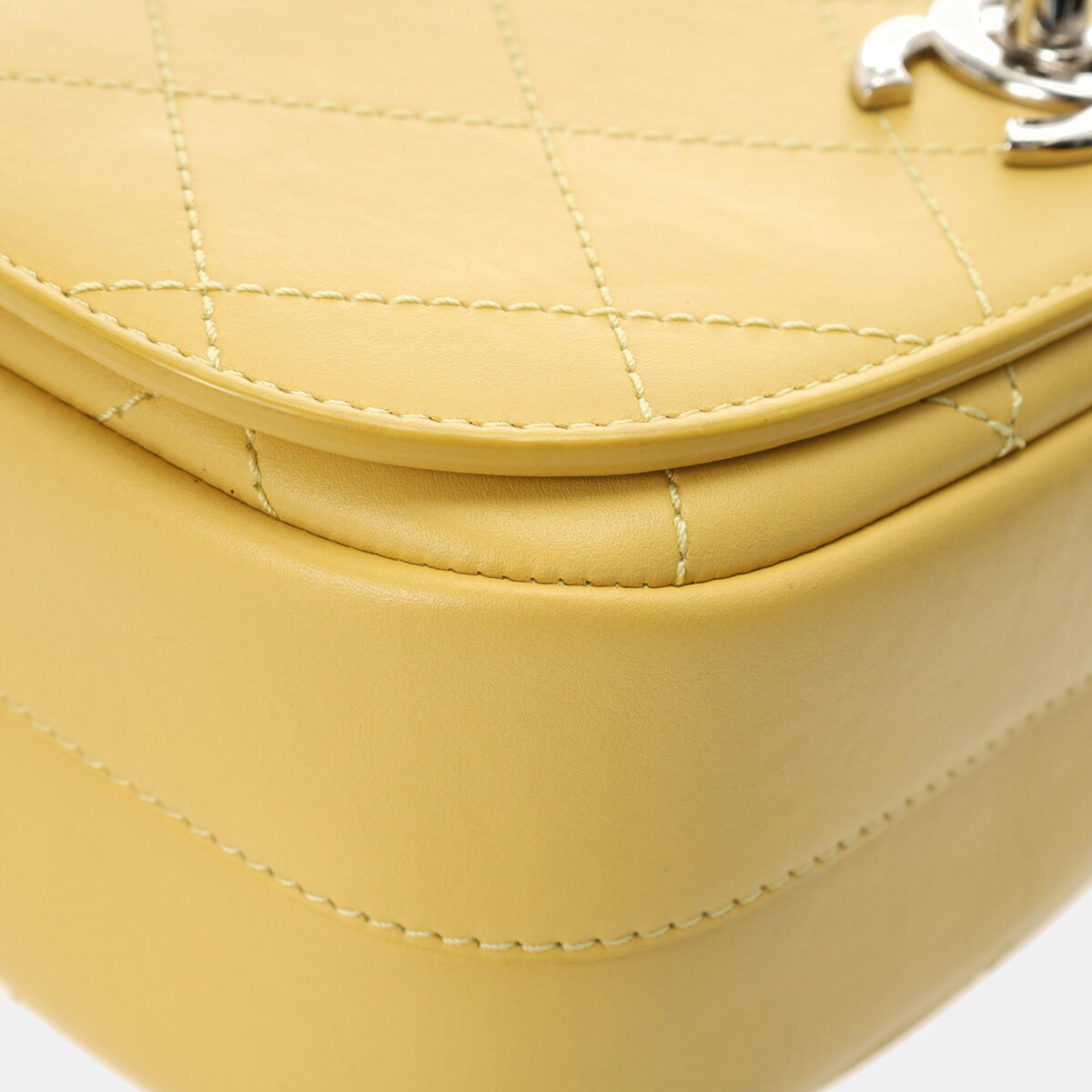 Chanel Yellow Calfskin Matelasse 20cm Shoulder Bag