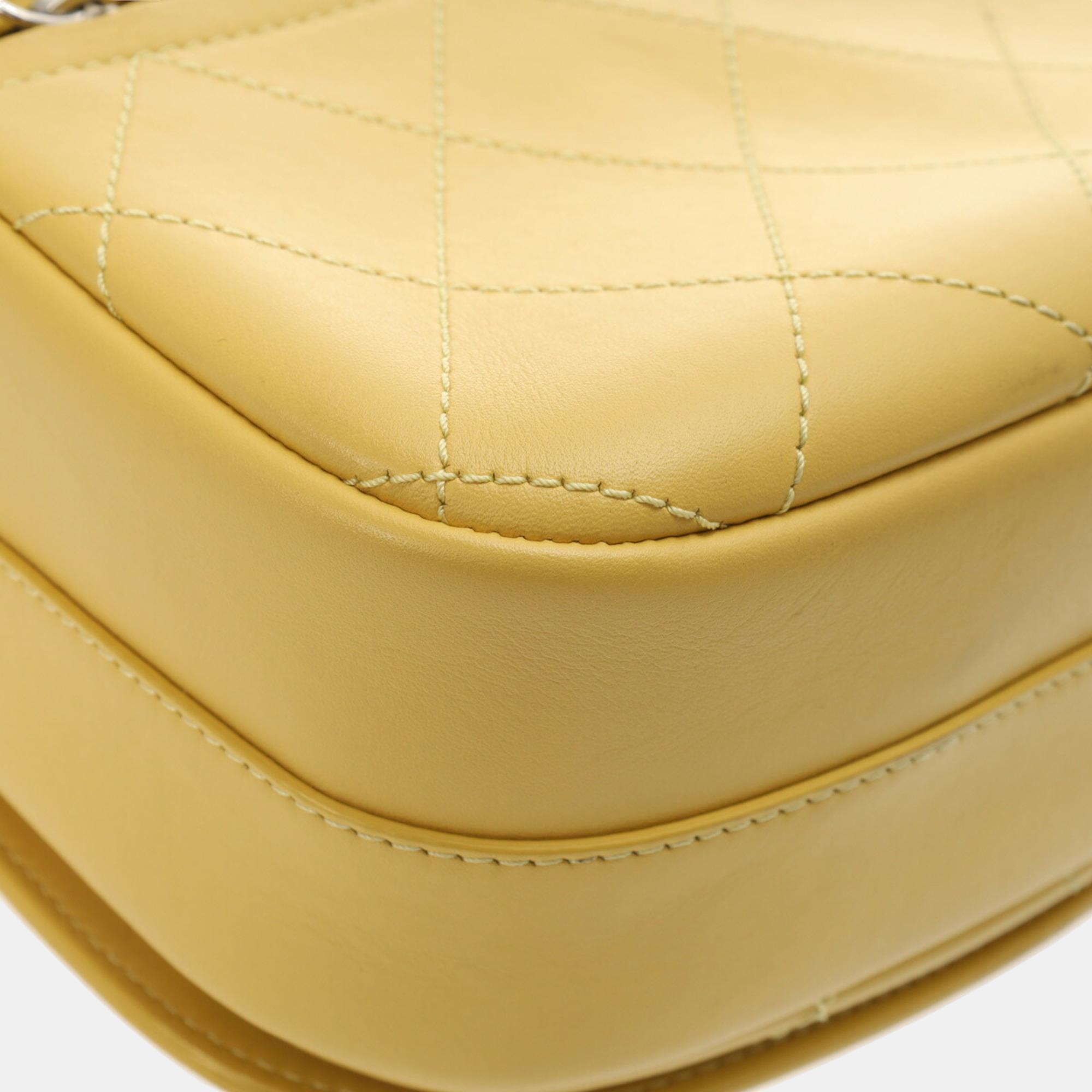 Chanel Yellow Calfskin Matelasse 20cm Shoulder Bag