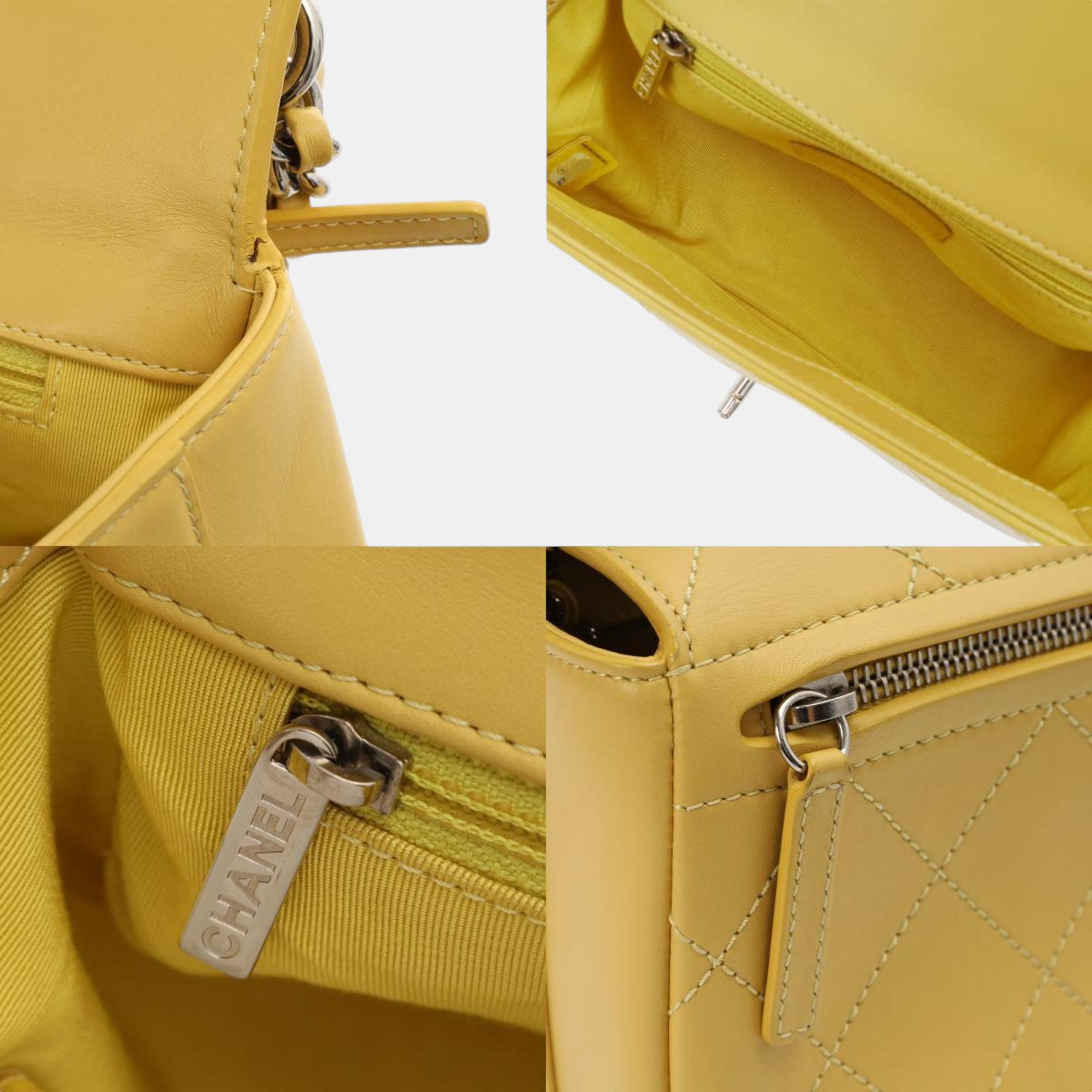 Chanel Yellow Calfskin Matelasse 20cm Shoulder Bag