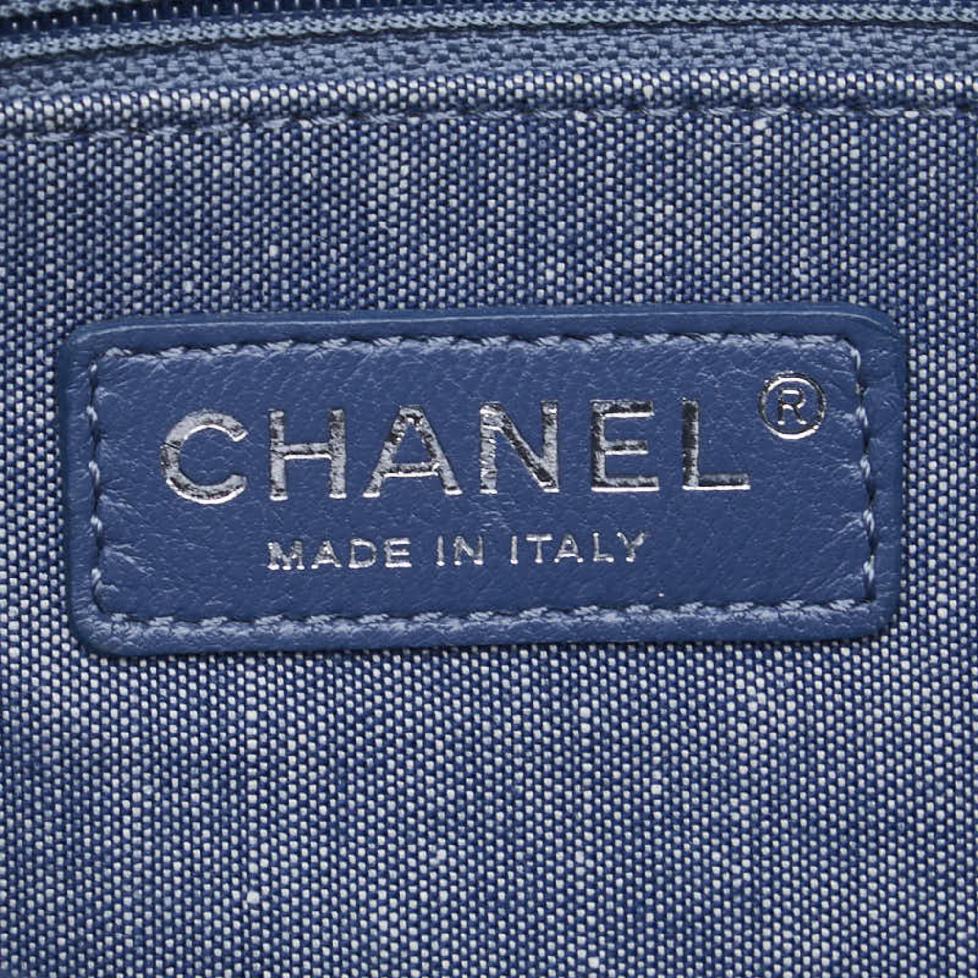 Chanel Blue Navy Denim  Matelasse 25 Coco Mark Chain Bag