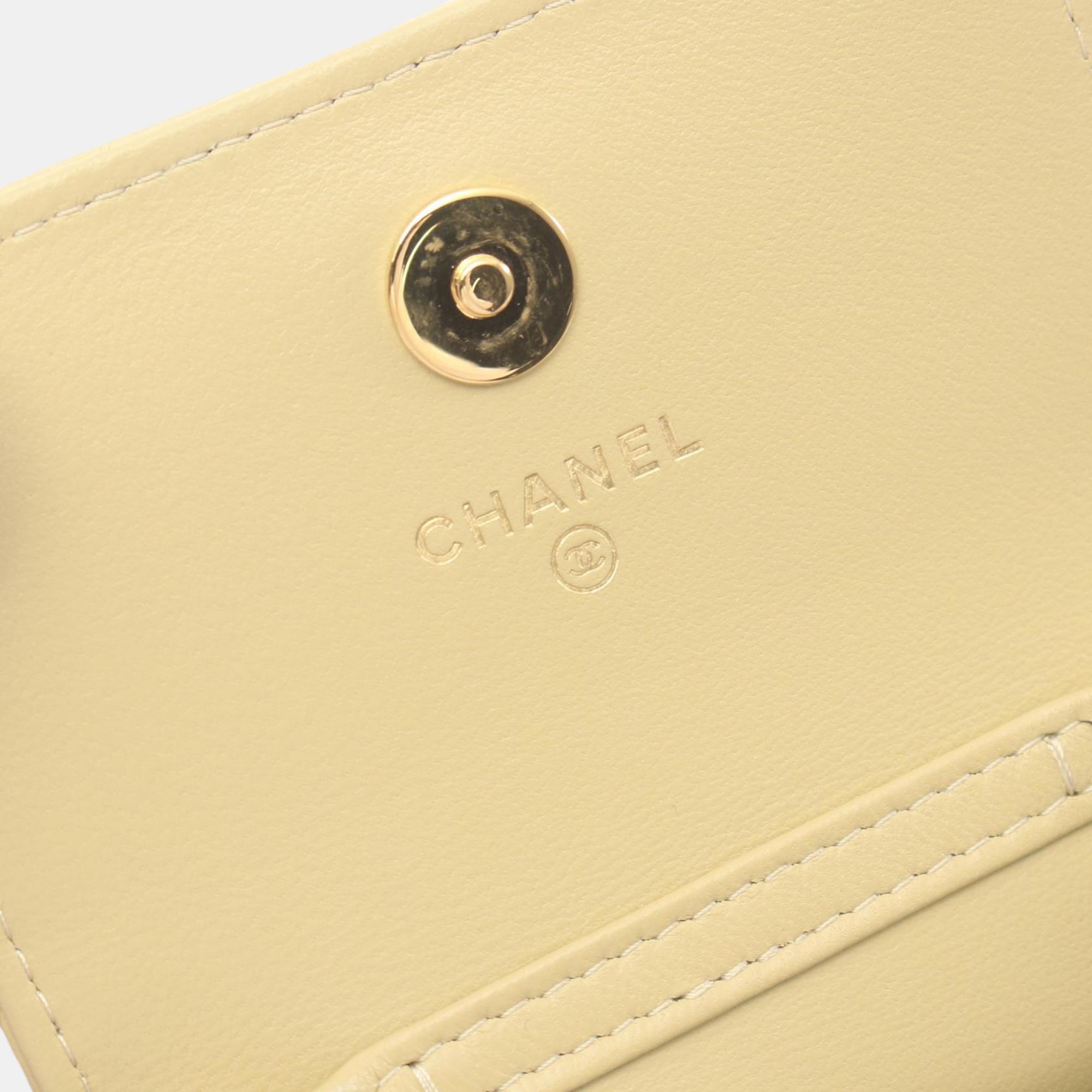 Chanel Beige Lambskin Matelasse Phone Holder Shoulder Bag