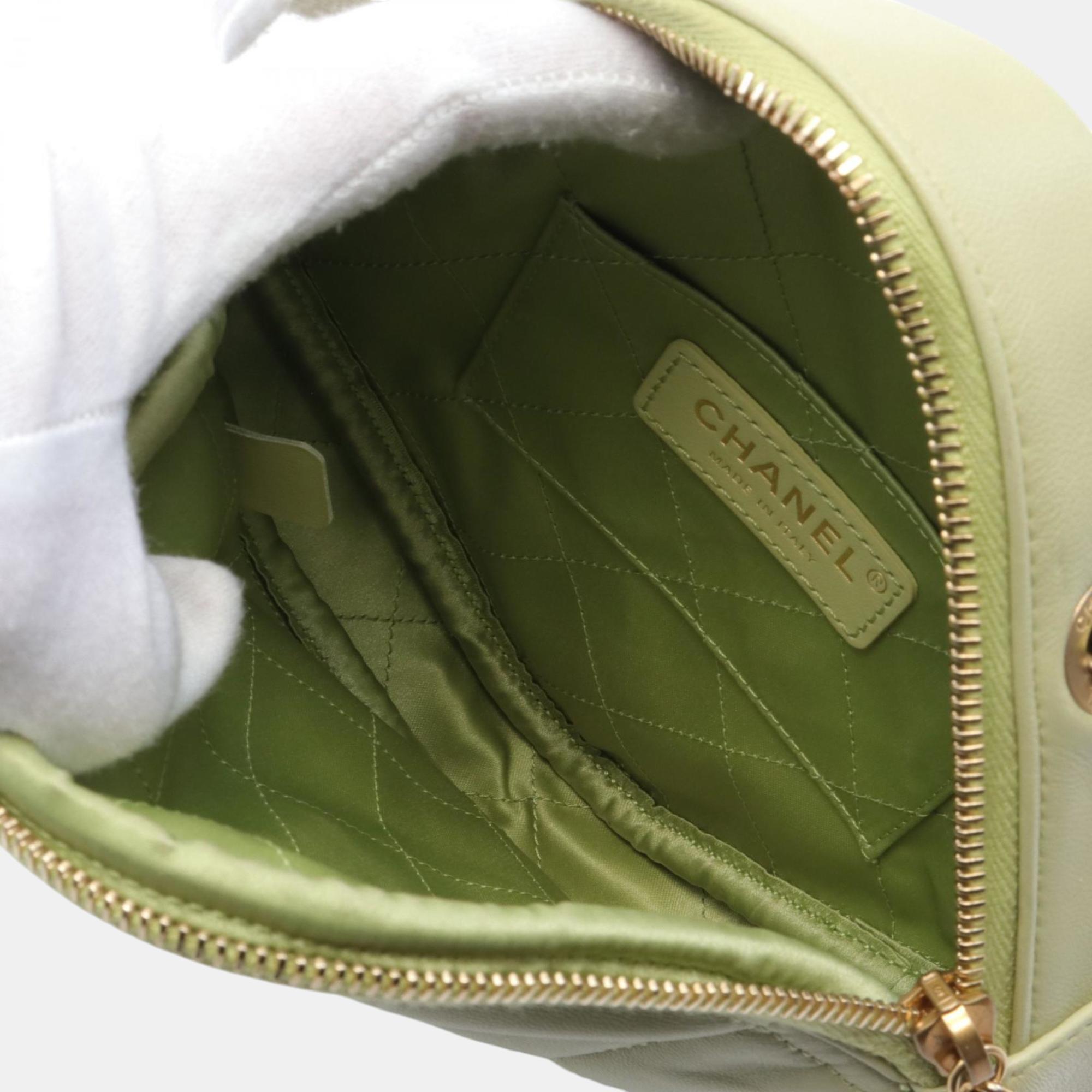 Chanel Green Leather Matelasse Shoulder Bag