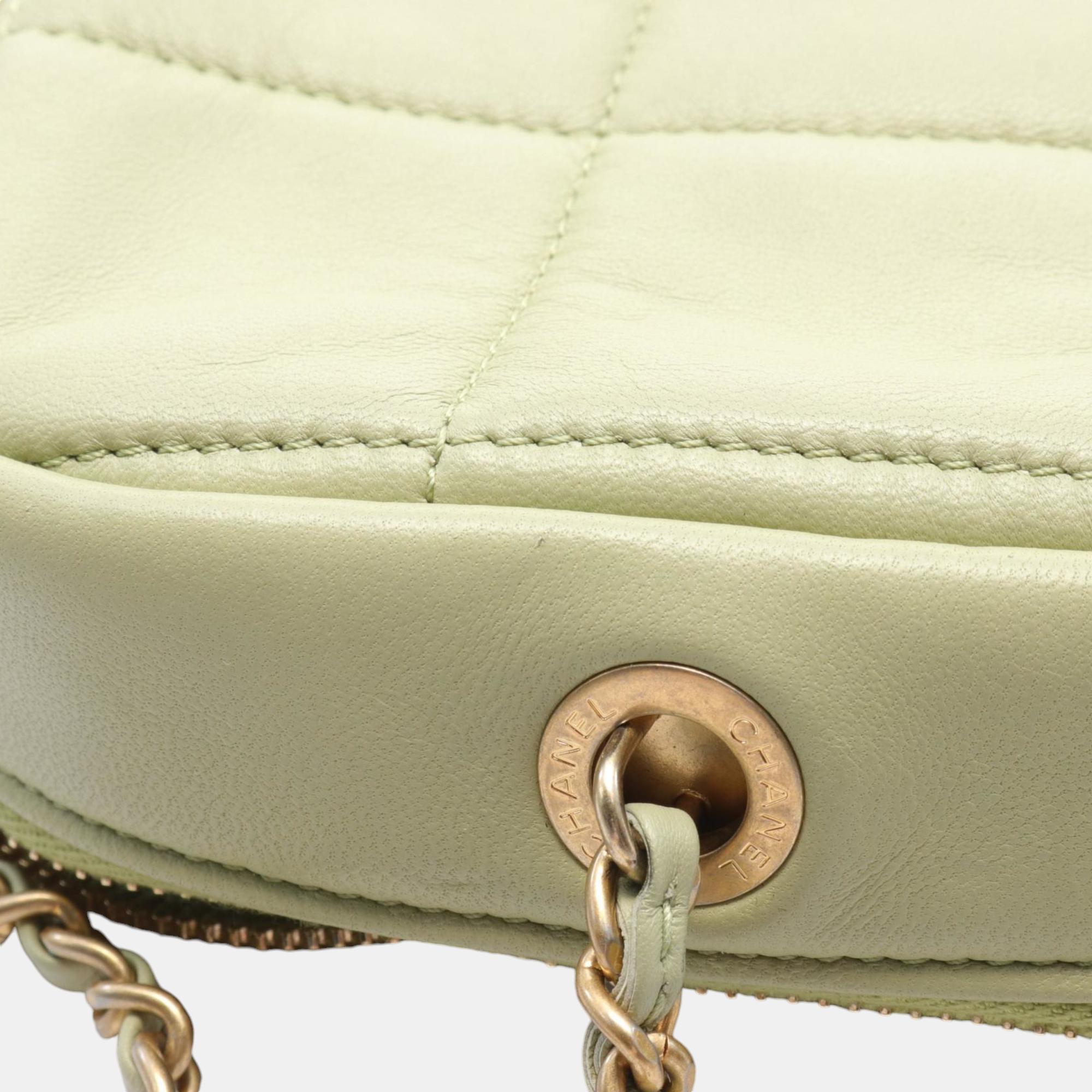 Chanel Green Leather Matelasse Shoulder Bag