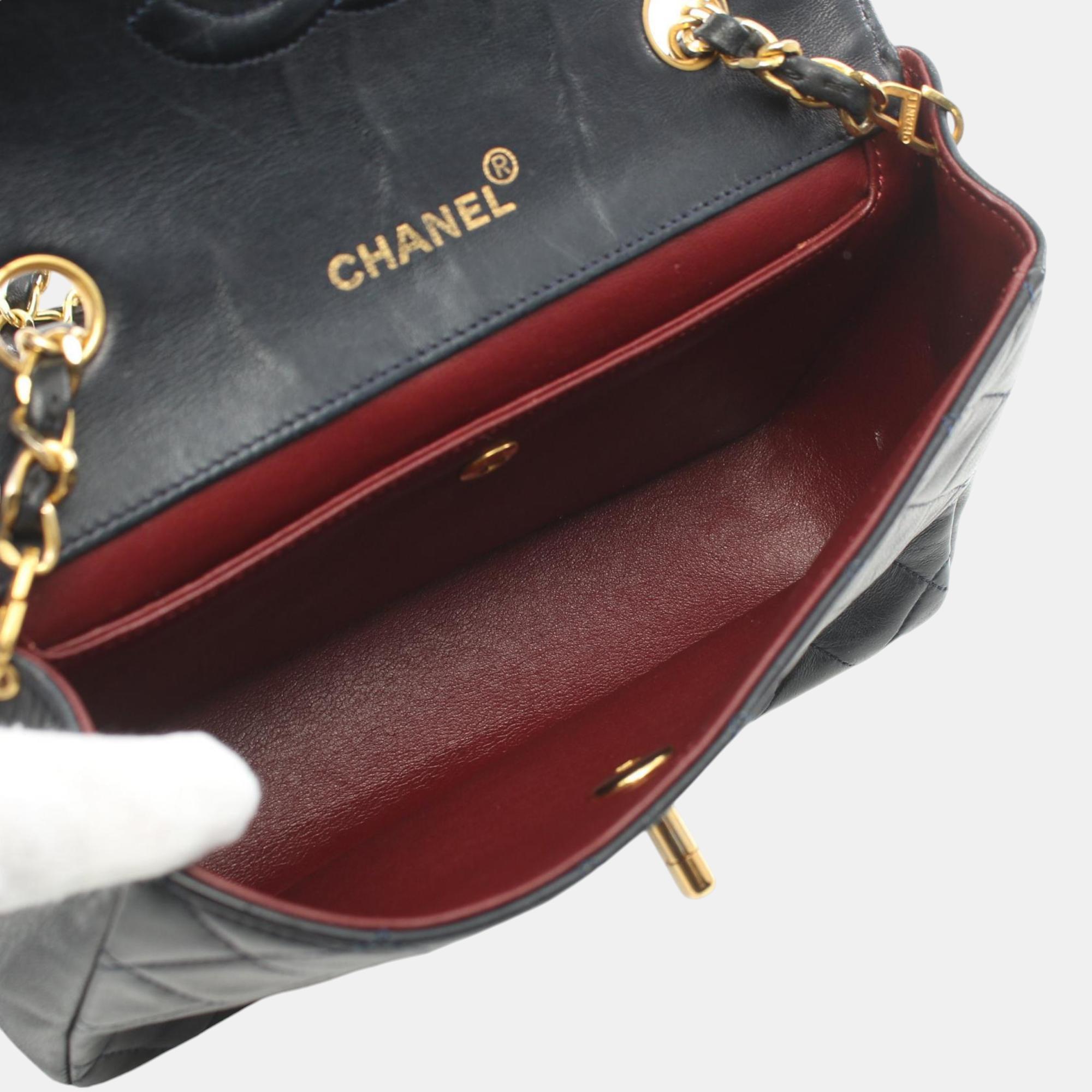 Chanel Navy Lambskin Matelasse Shoulder Bag