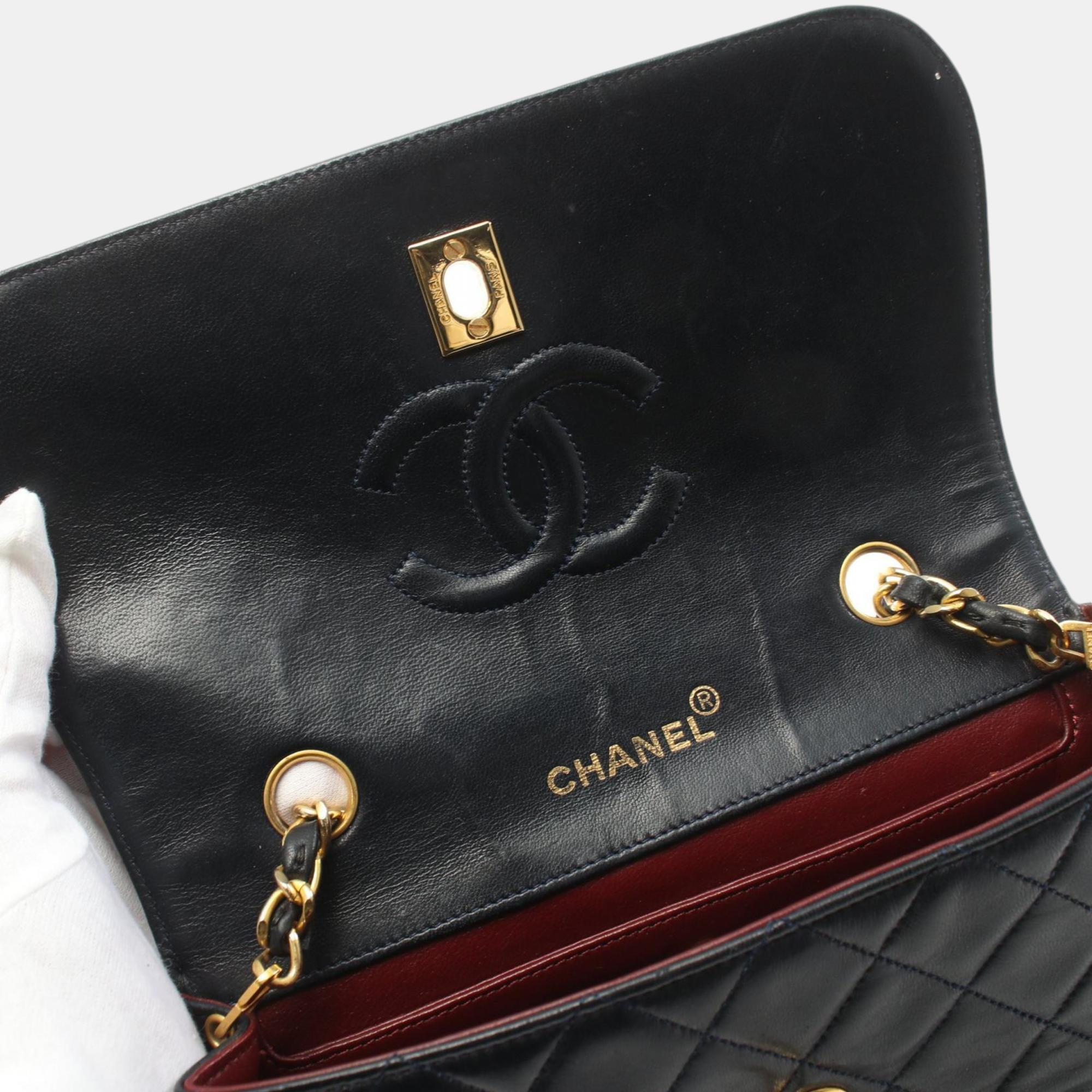 Chanel Navy Lambskin Matelasse Shoulder Bag