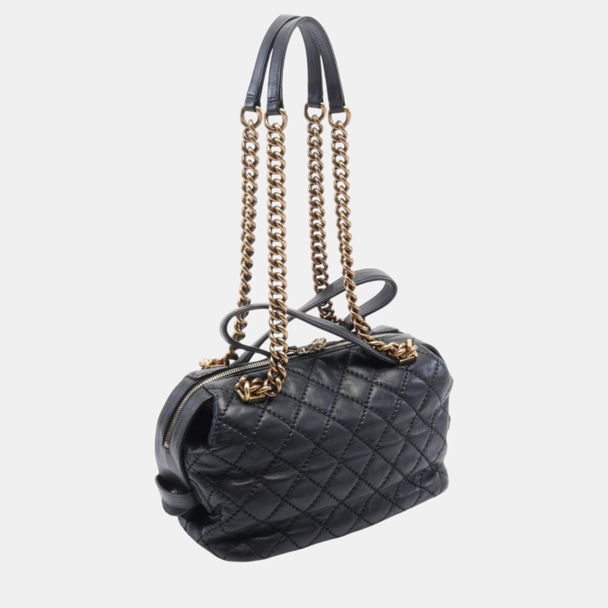 Chanel Black Leather Ultra Stitch Shoulder Bag