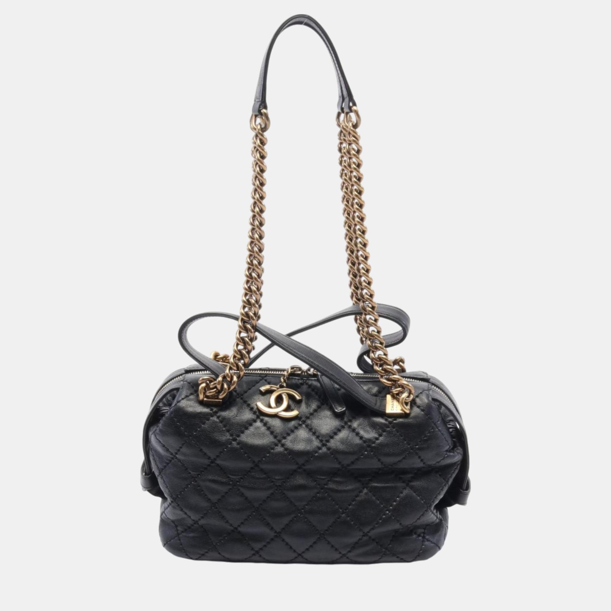 Chanel Black Leather Ultra Stitch Shoulder Bag