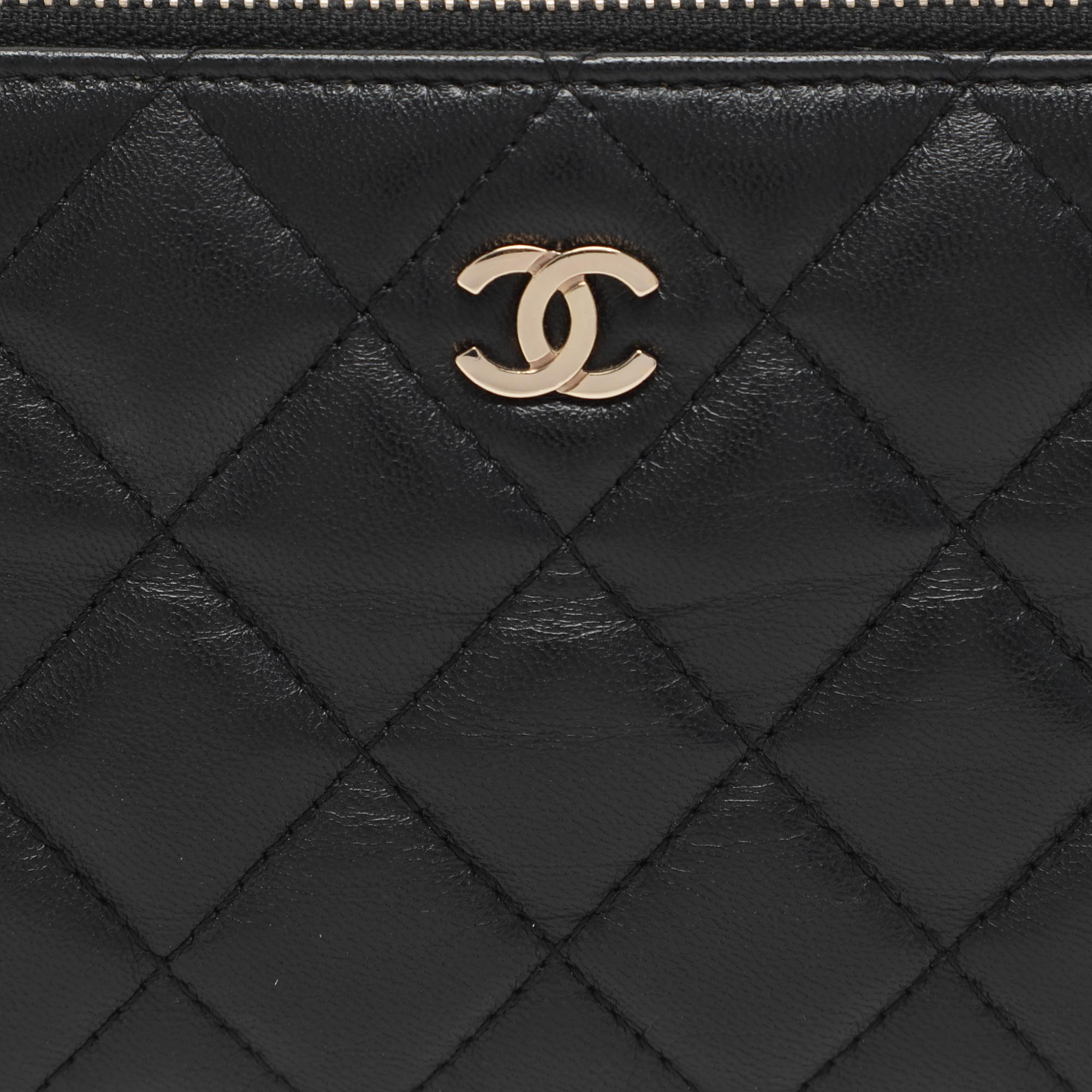 Chanel Black Quilted Leather CC Wallet On Chain