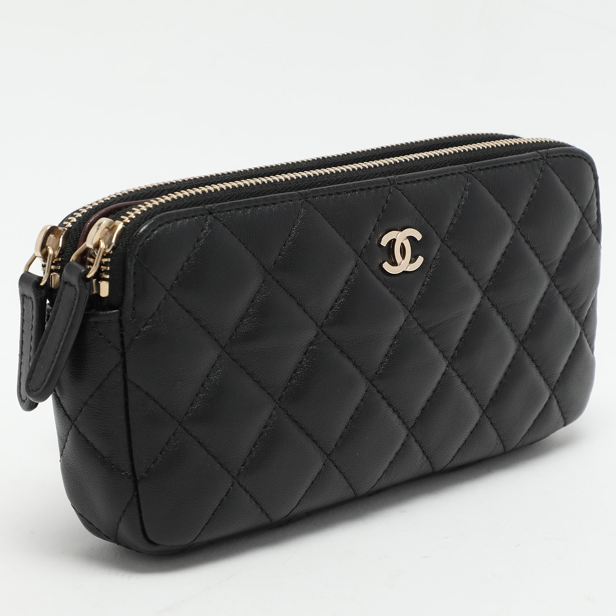 Chanel Black Quilted Leather CC Wallet On Chain