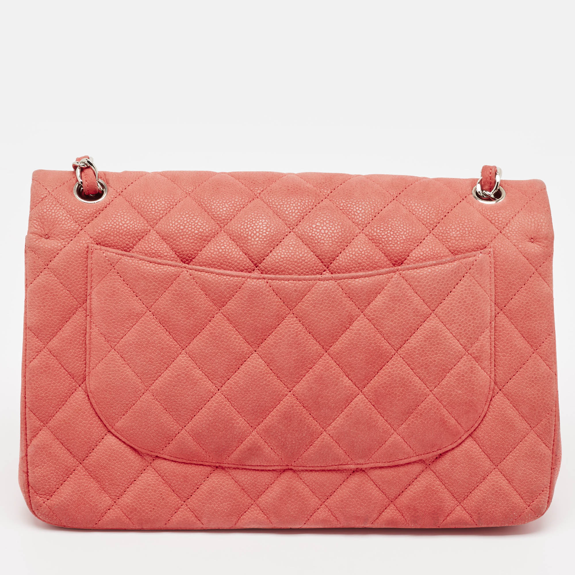 Chanel Coral Pink Caviar Leather Jumbo Classic Double Flap Bag