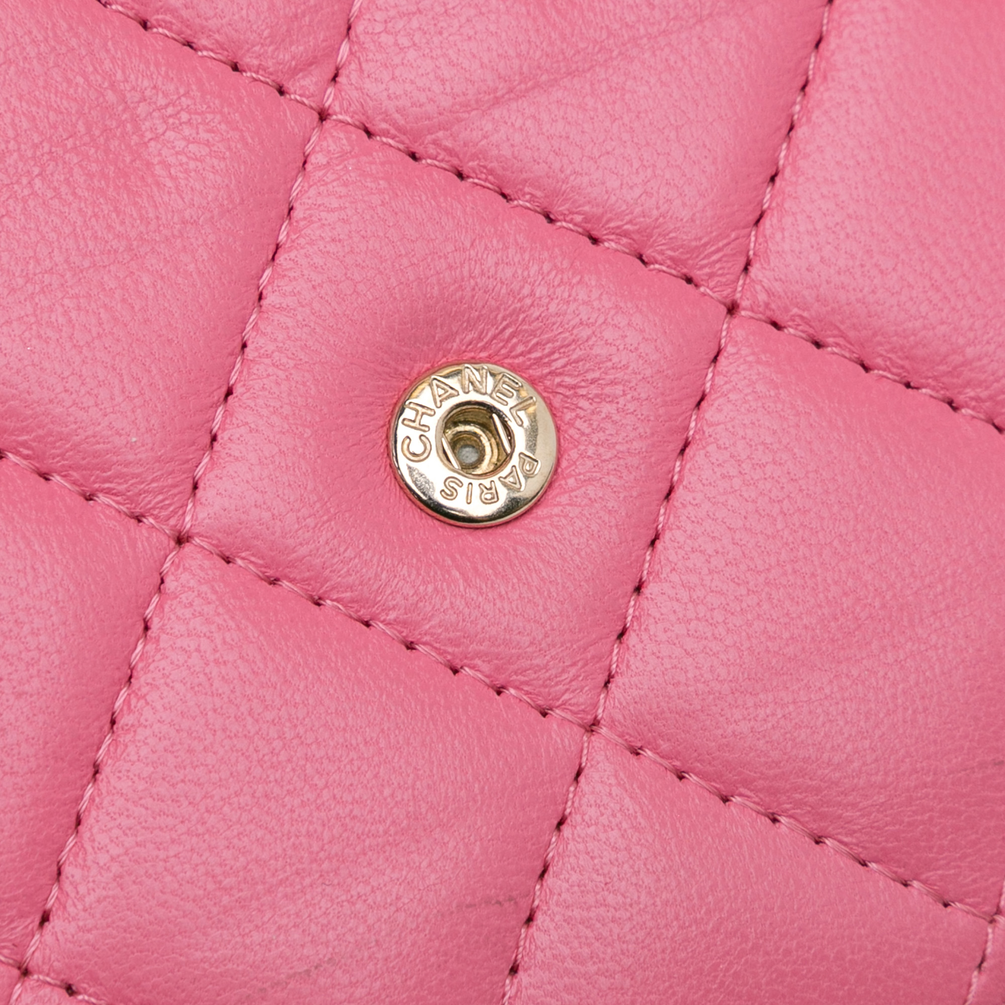 Chanel Pink Quilted Lambskin Emoticon Wallet On Chain