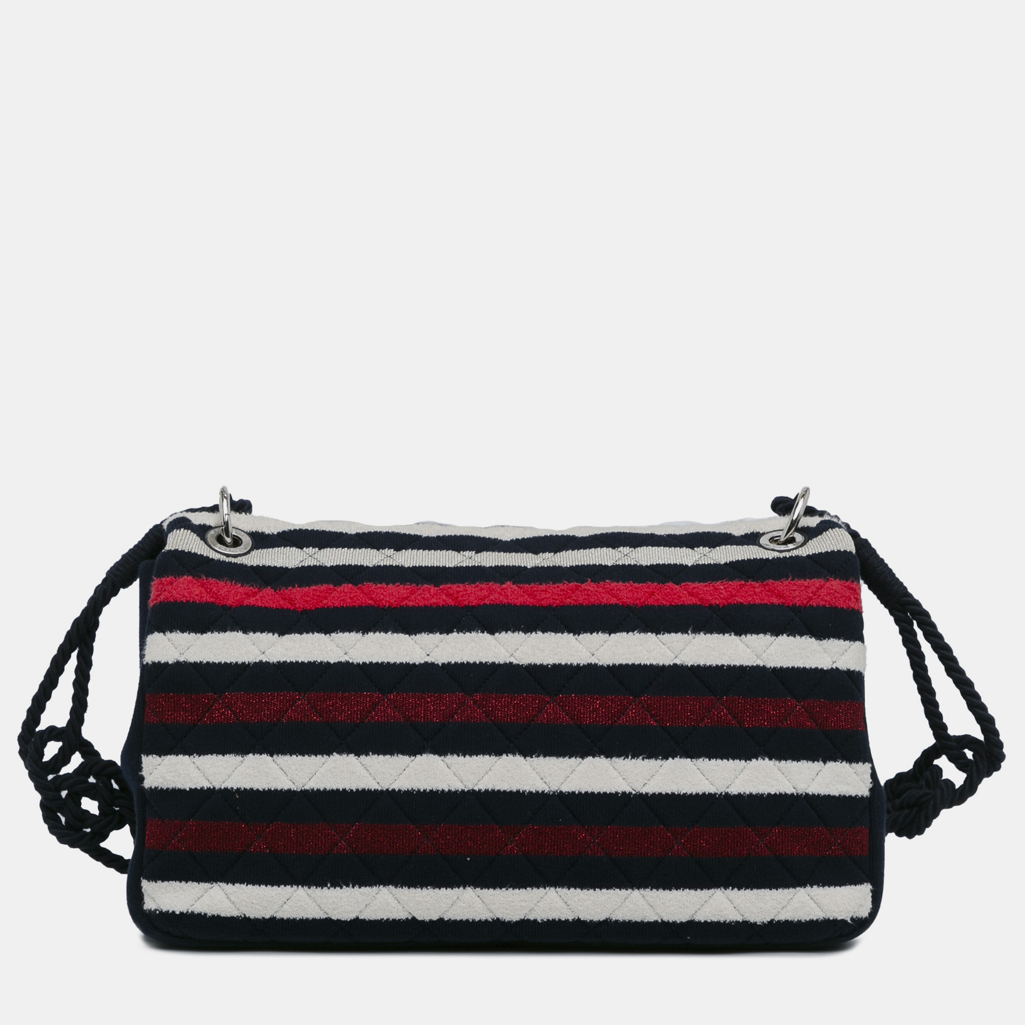 Chanel Multicolor Stripe Jersey Rope Maxi Flap Bag