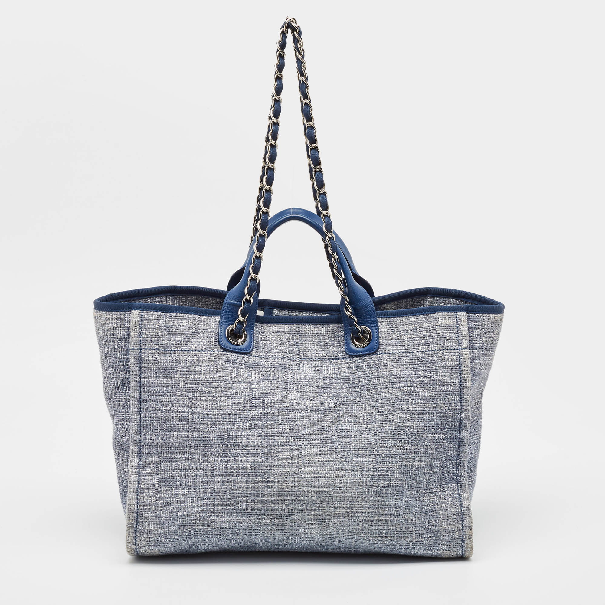 Chanel Blue Tweed Large Deauville Shopping Tote