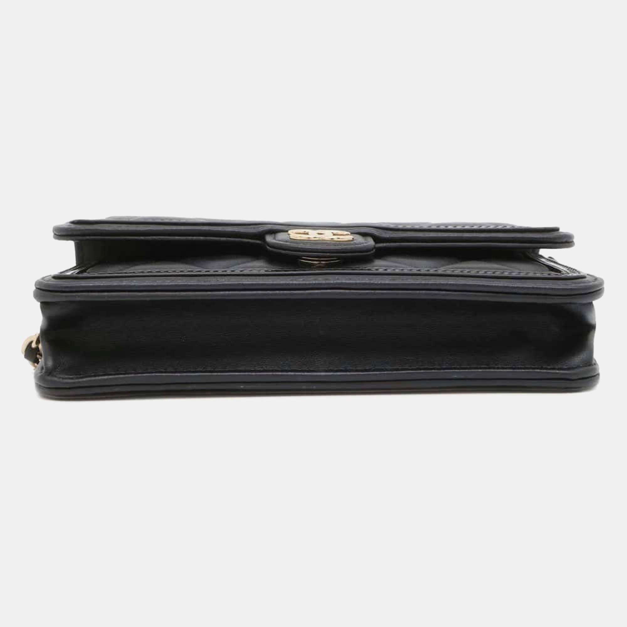 Chanel Black Lambskin Patent Leather Matelasse Chain Phone Case