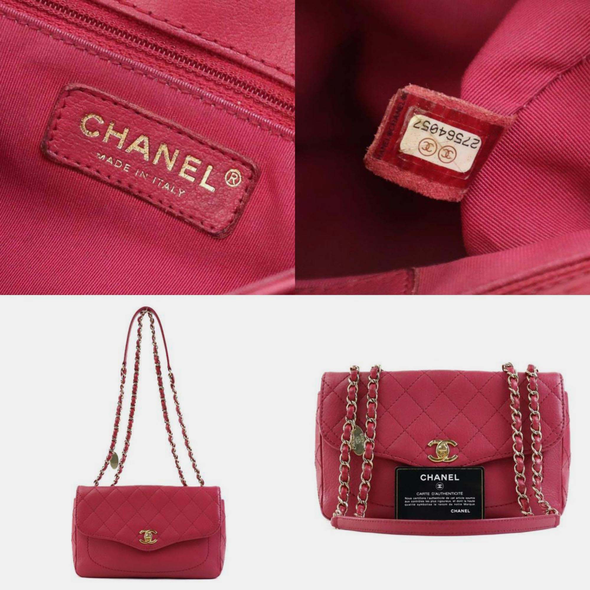 Chanel Pink Gold Leather Matelasse Bag