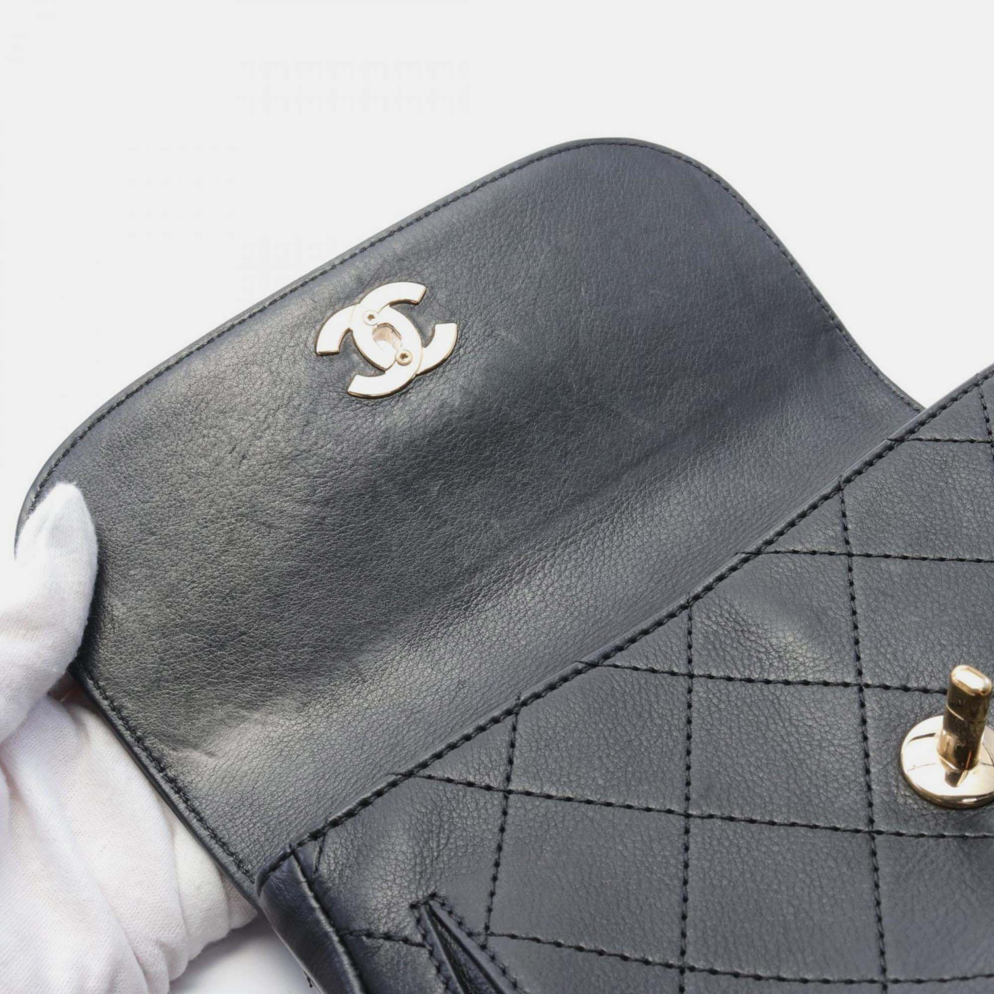 Chanel Black Leather Matelasse Waist Bag