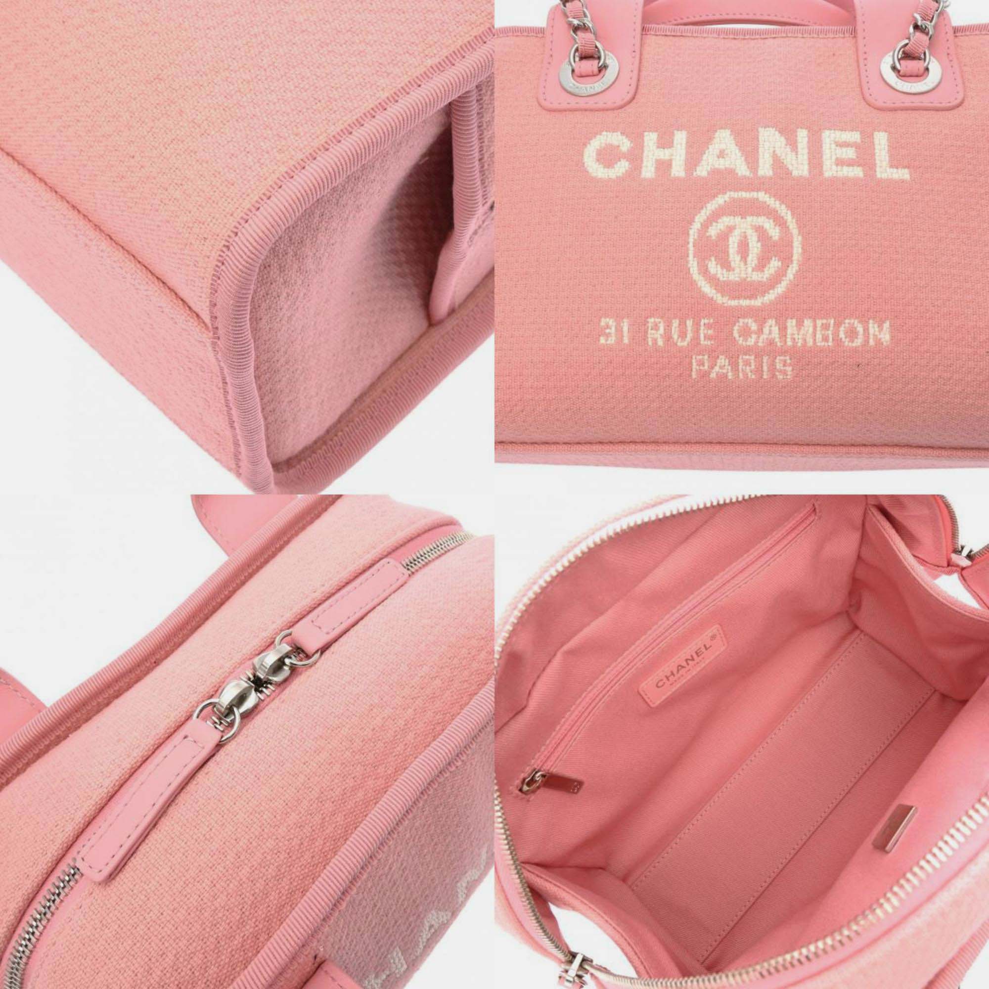 Chanel Pink Canvas Deauville Bowling Bag