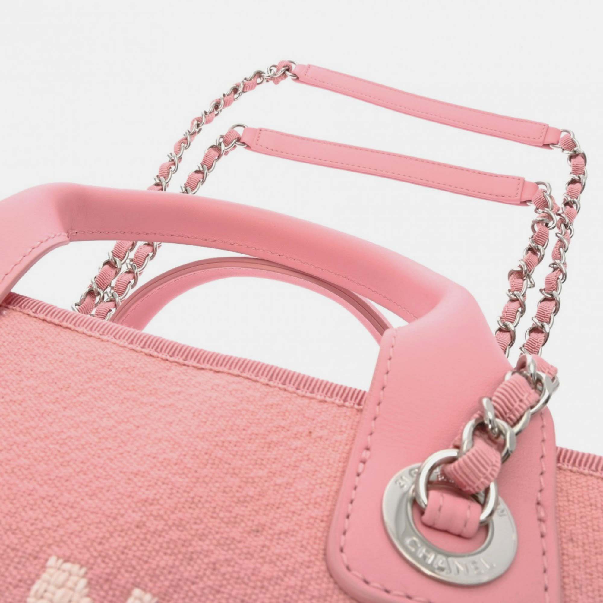 Chanel Pink Canvas Deauville Bowling Bag