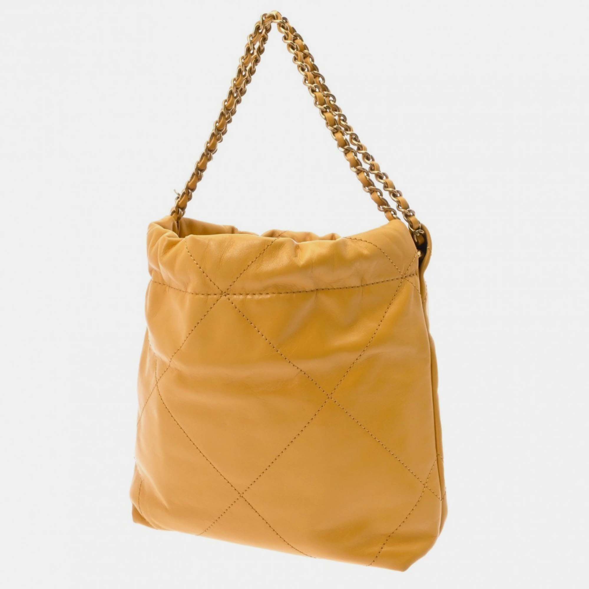 Chanel Yellow Shiny Calfskin Chanel 22 Chain Shoulder Bag