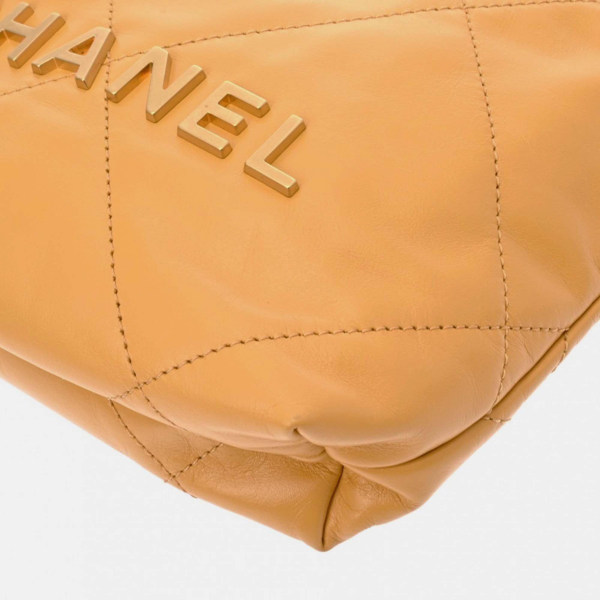 Chanel Yellow Shiny Calfskin Chanel 22 Chain Shoulder Bag