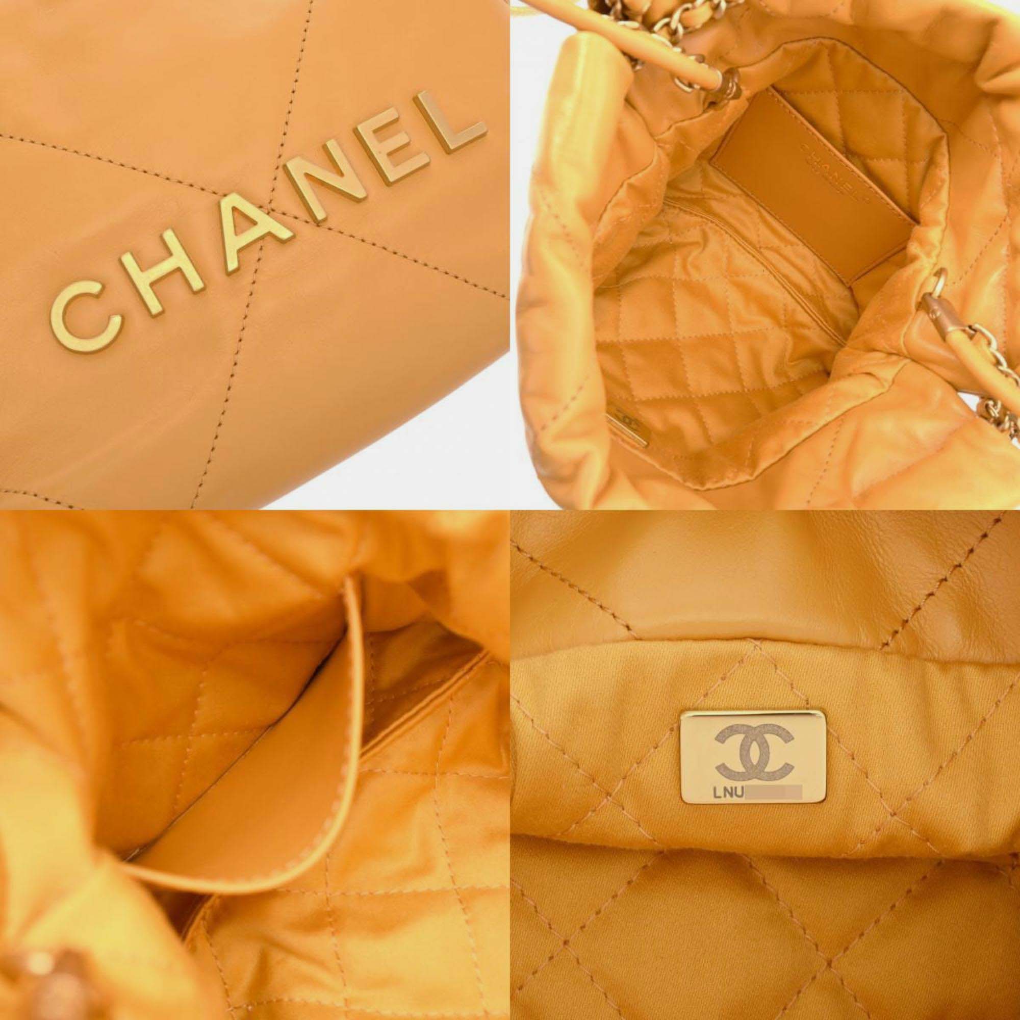 Chanel Yellow Shiny Calfskin Chanel 22 Chain Shoulder Bag