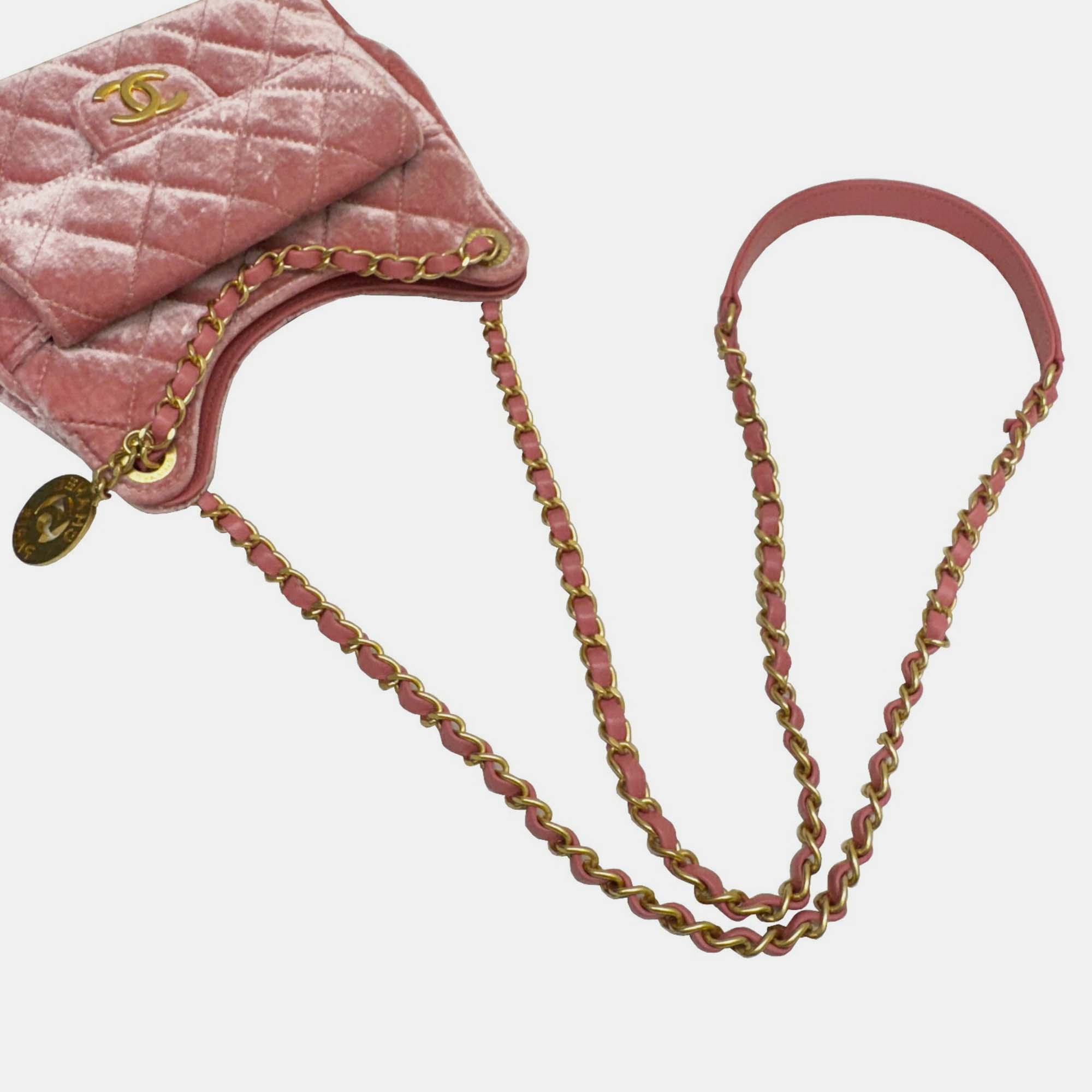 Chanel Pink Velvet Small Hobo Bag