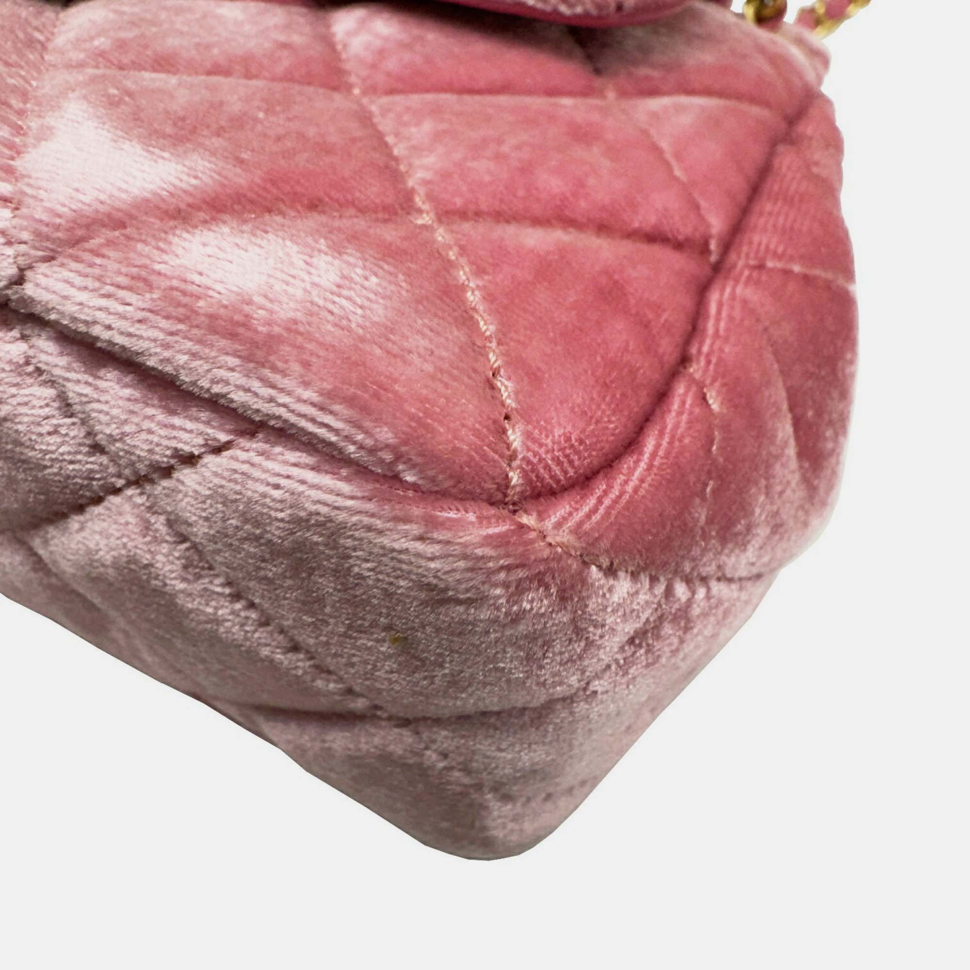 Chanel Pink Velvet Small Hobo Bag