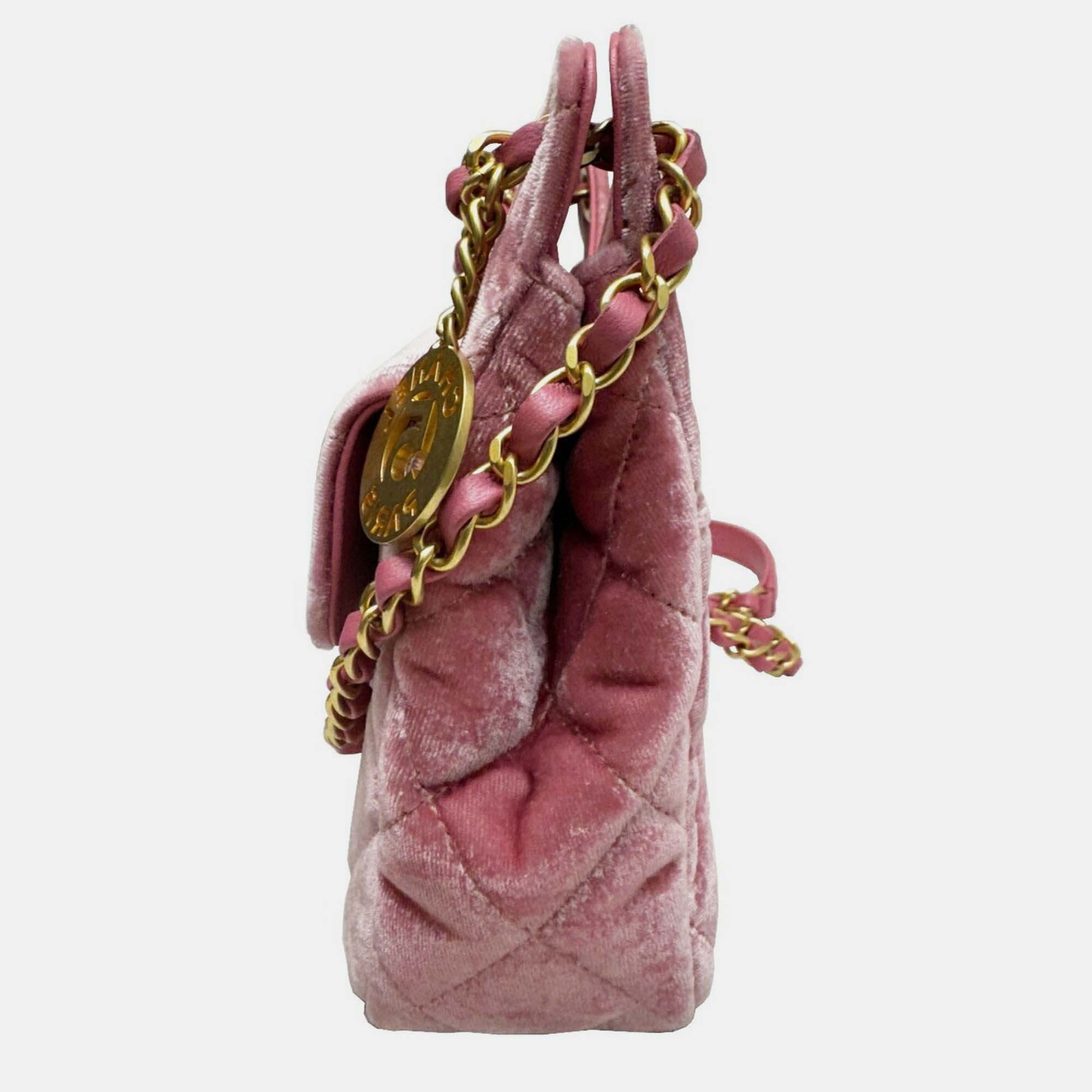 Chanel Pink Velvet Small Hobo Bag