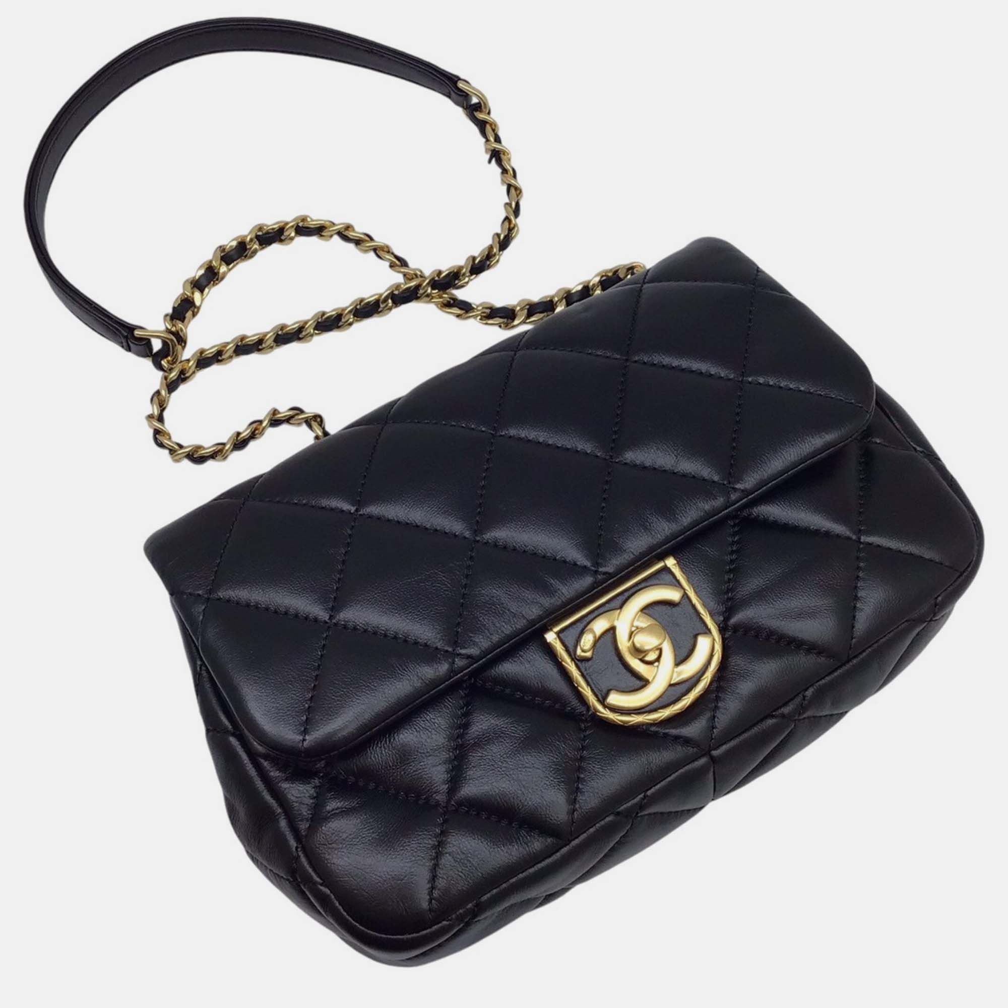 Chanel Ramsun Black Matelasse Flap Chain Shoulder Bag