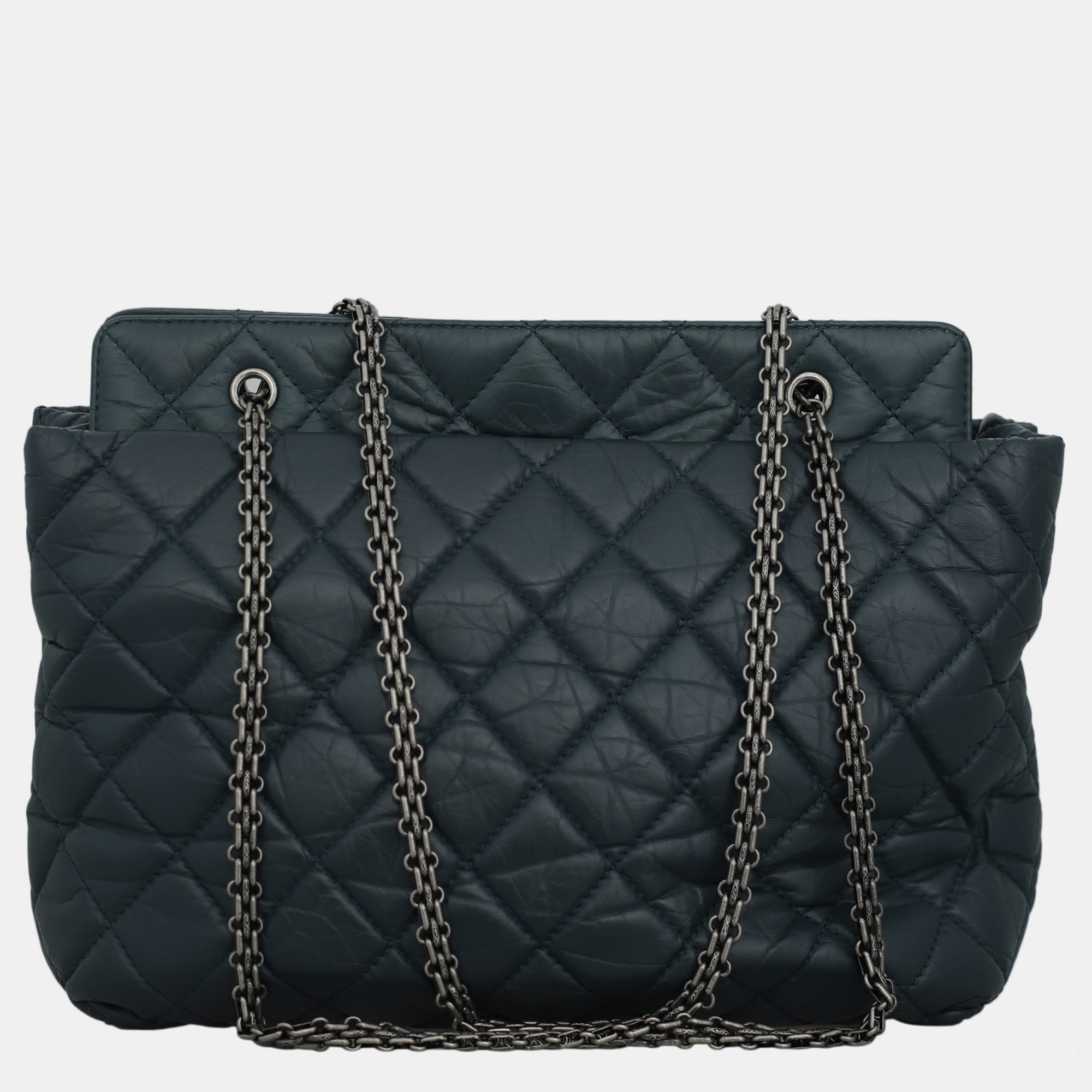 Chanel Dark Blue Quilted Aged Calfskin Reissue 2.55 Tote Bag