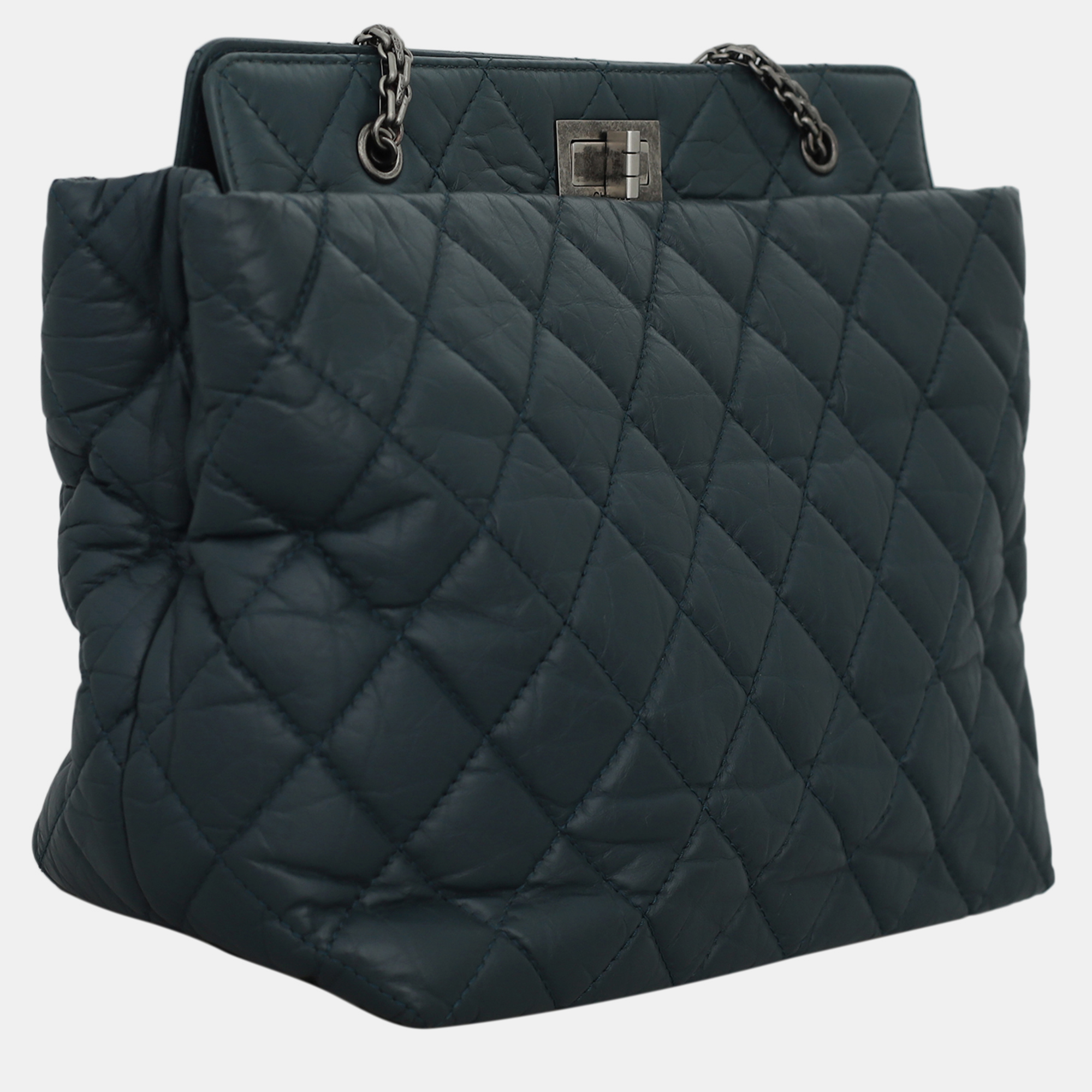 Chanel Dark Blue Quilted Aged Calfskin Reissue 2.55 Tote Bag