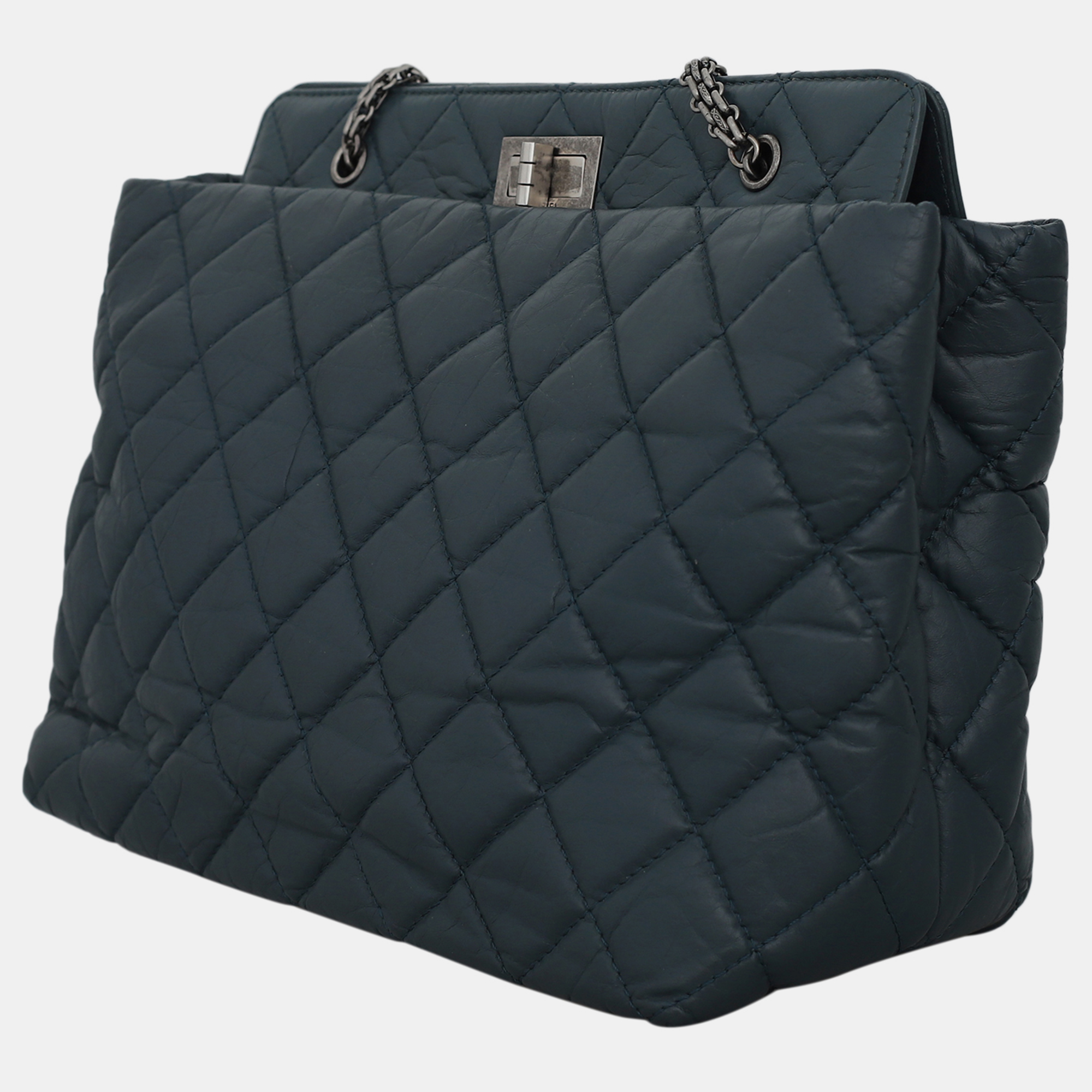 Chanel Dark Blue Quilted Aged Calfskin Reissue 2.55 Tote Bag