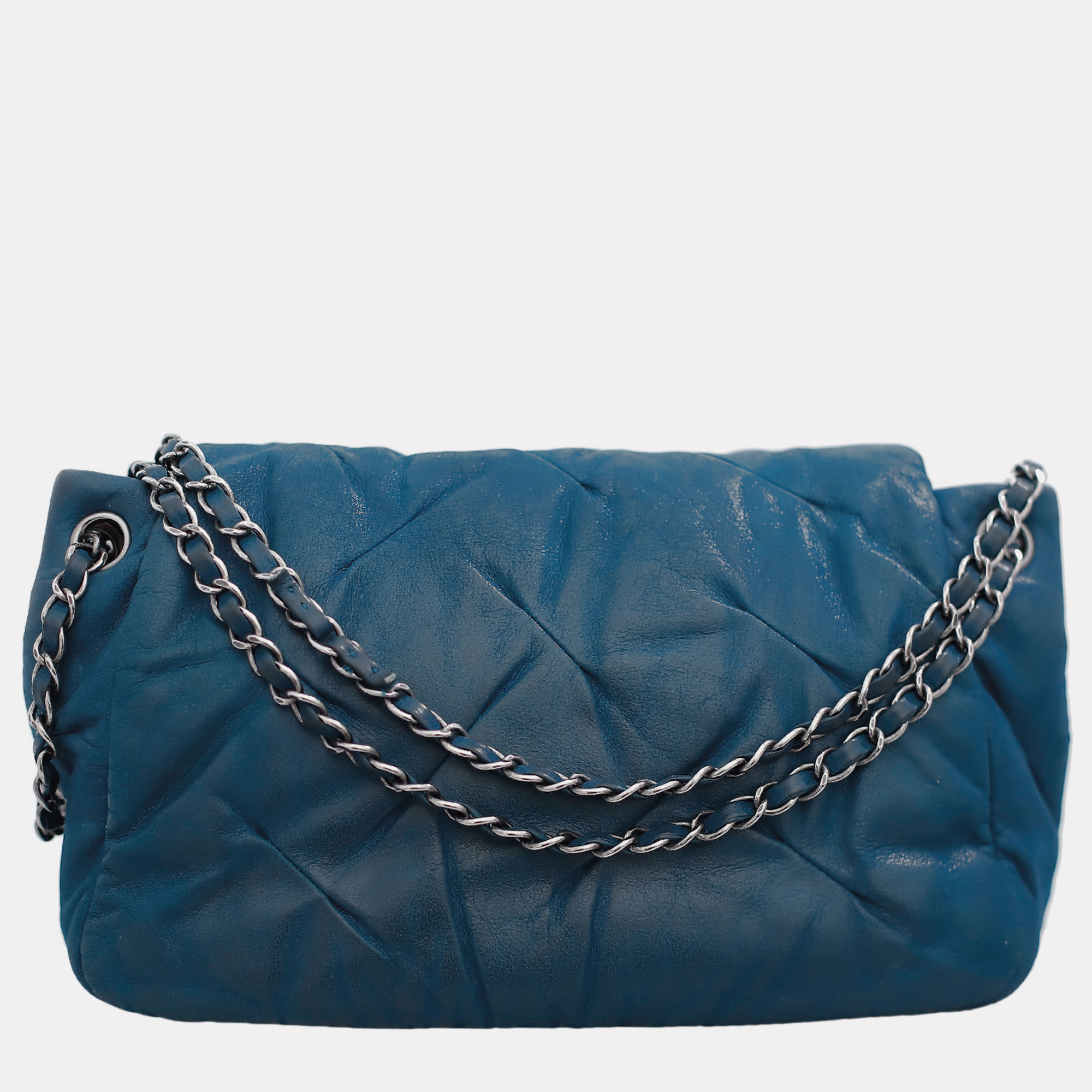 Chanel Blue Leather Flap Shoulder Bag