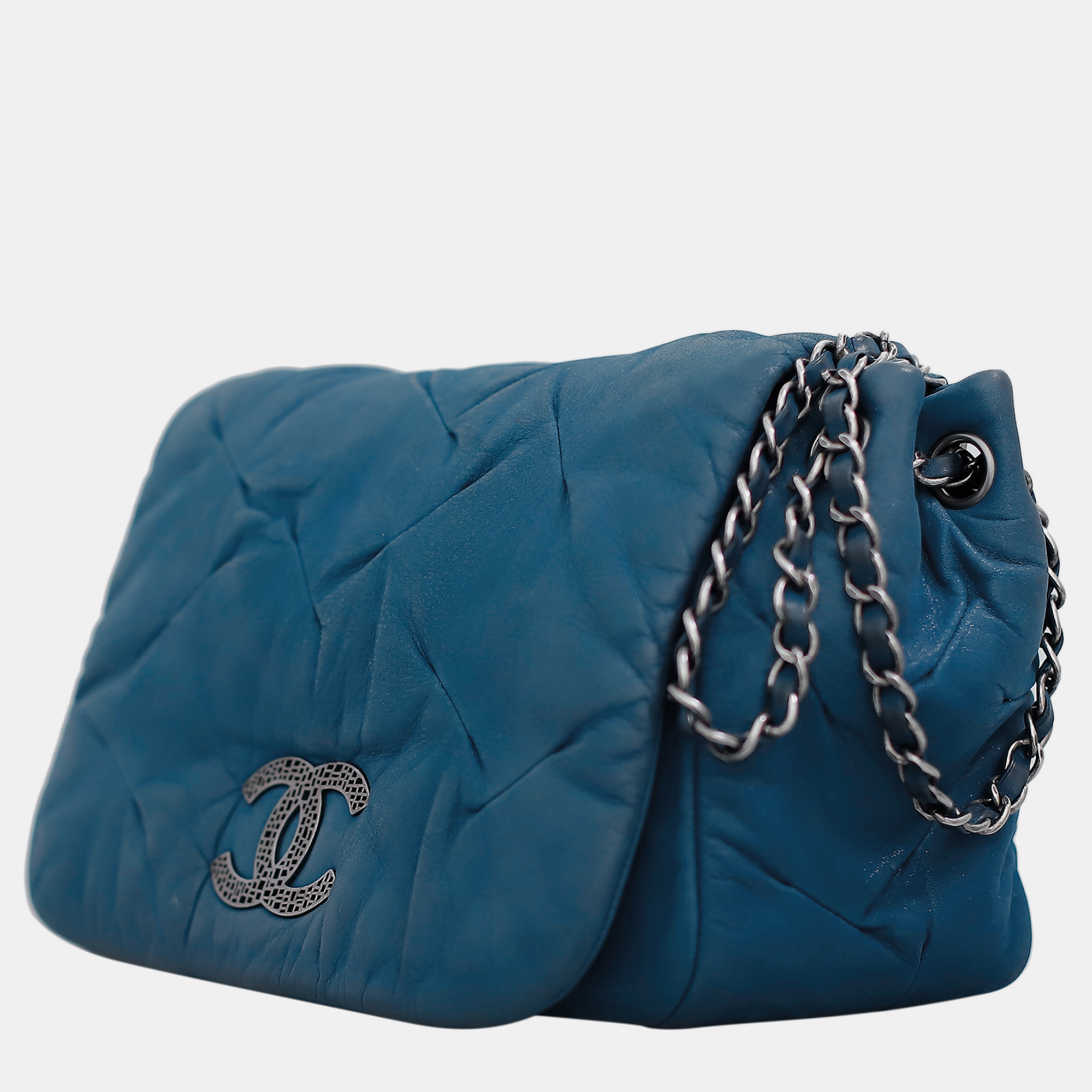 Chanel Blue Leather Flap Shoulder Bag