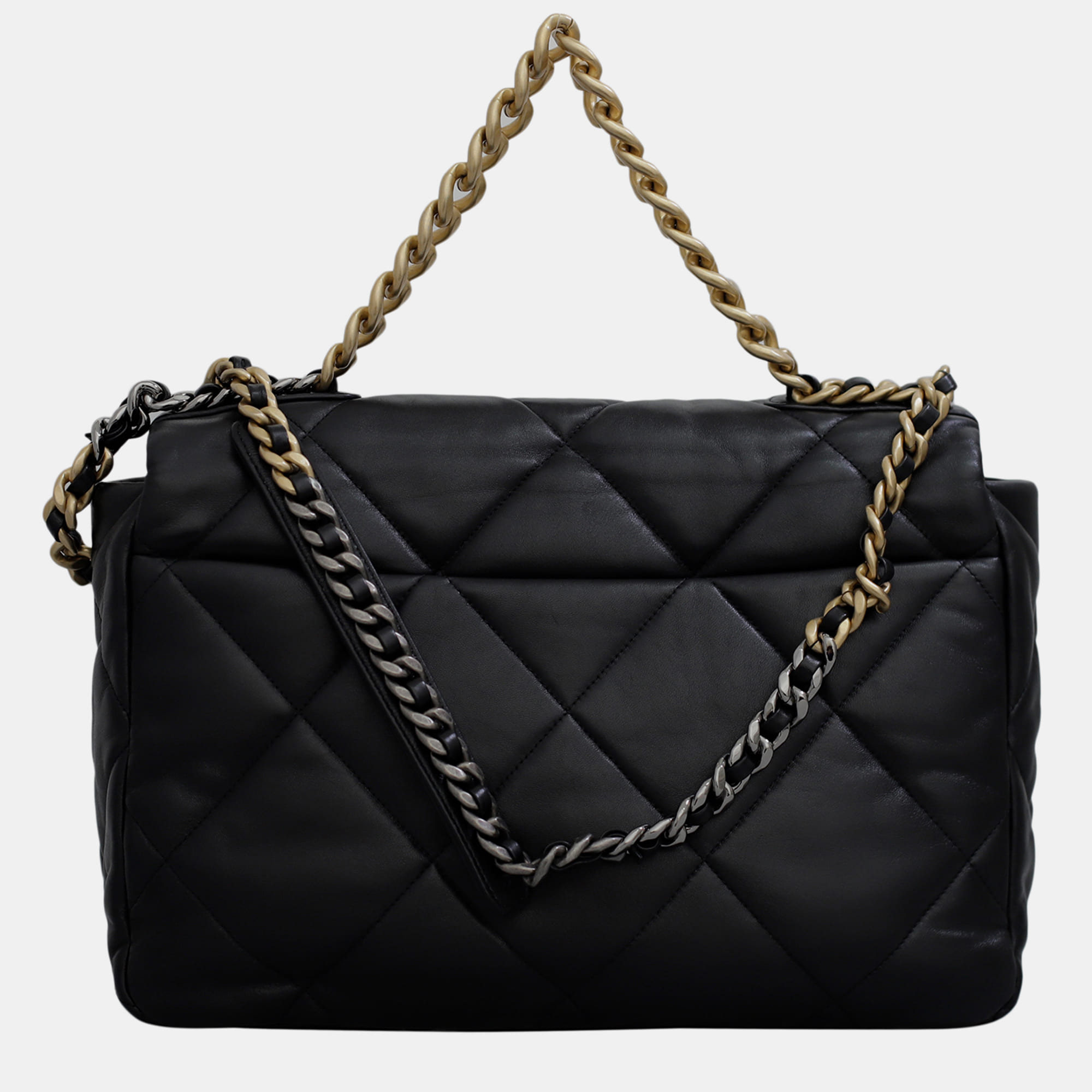 Chanel Black Lambskin Leather Chanel 19 Maxi Bag