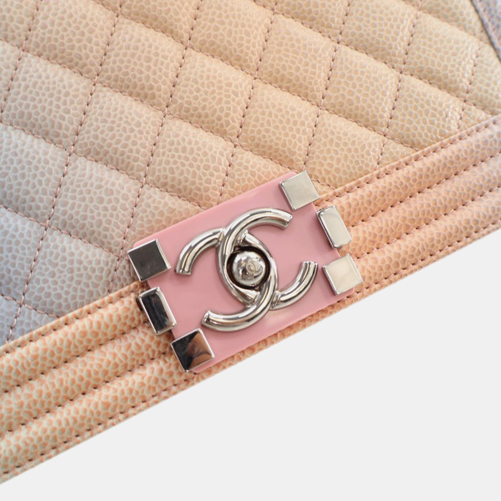 Chanel Rainbow  Quilted Caviar Medium Boy Flap Bag