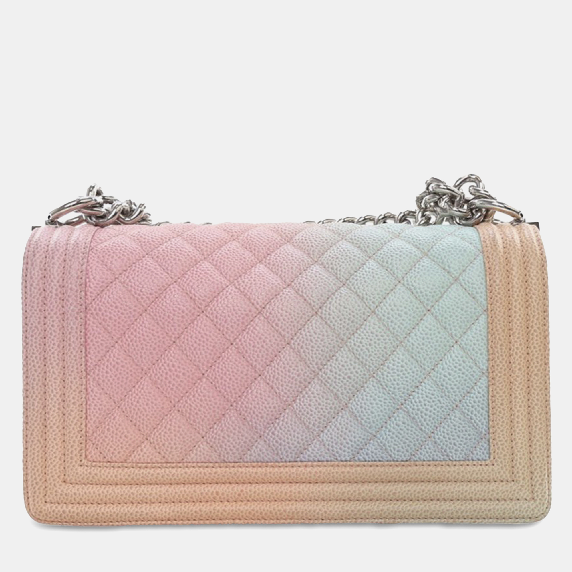 Chanel Rainbow  Quilted Caviar Medium Boy Flap Bag