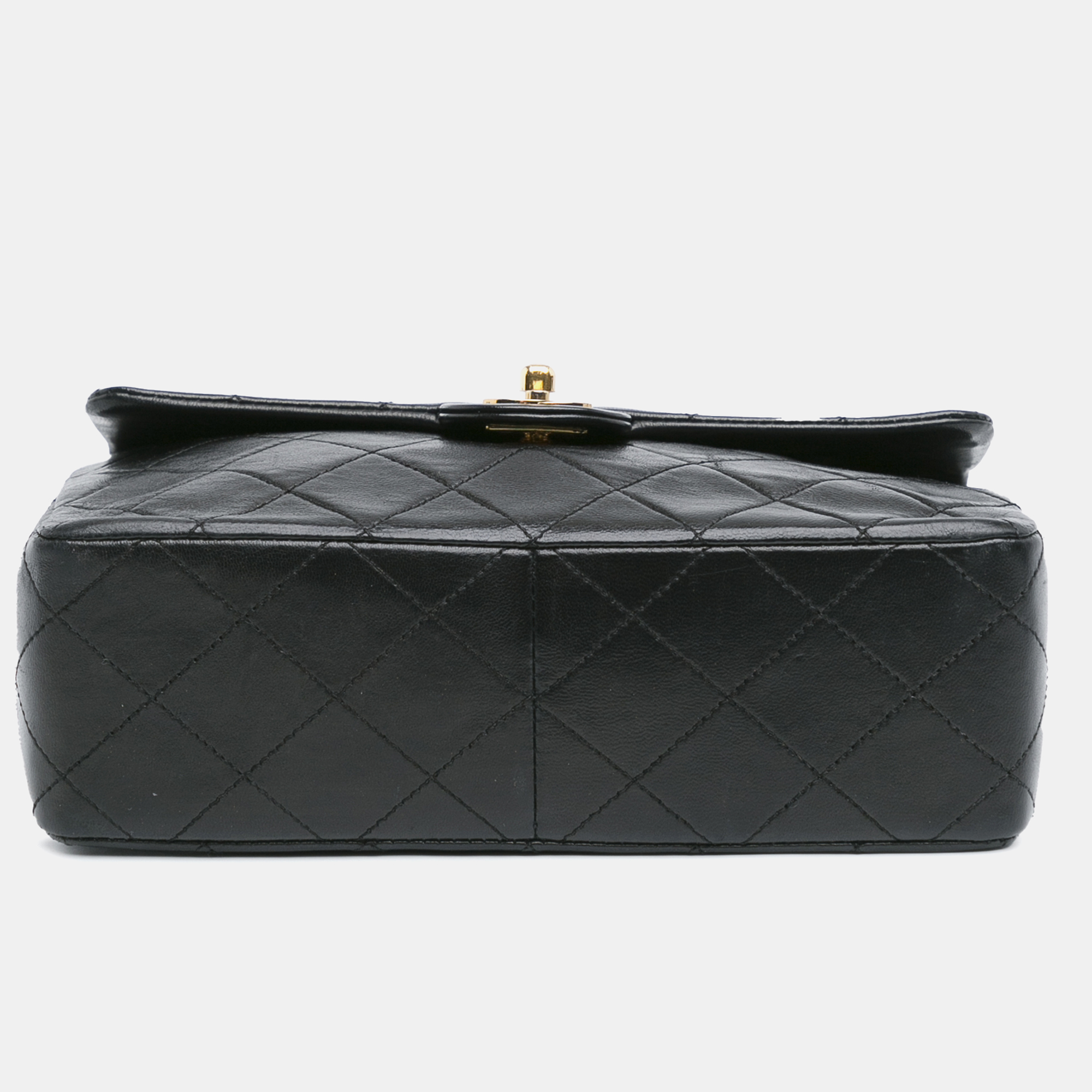 Chanel Black Lambskin Leather Classic Single Flap Mini Square Bag