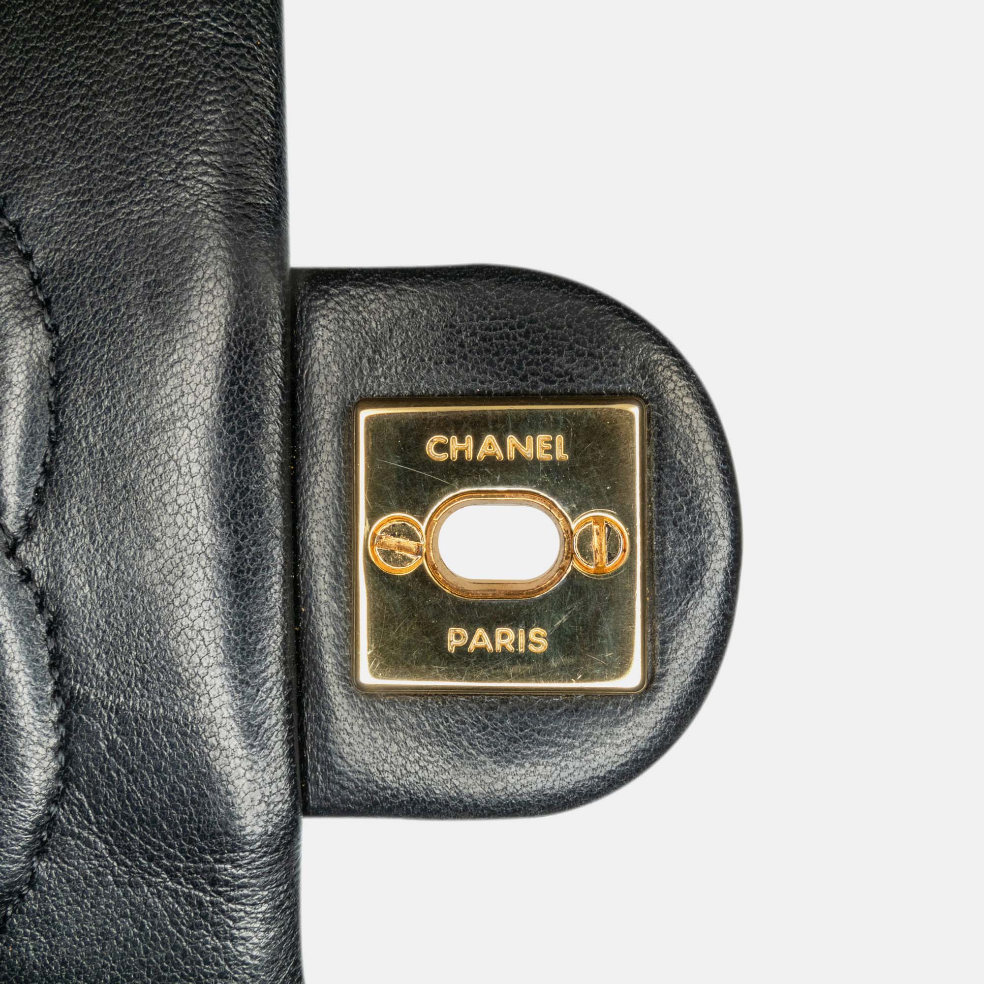 Chanel Black Lambskin Leather Classic Single Flap Mini Square Bag