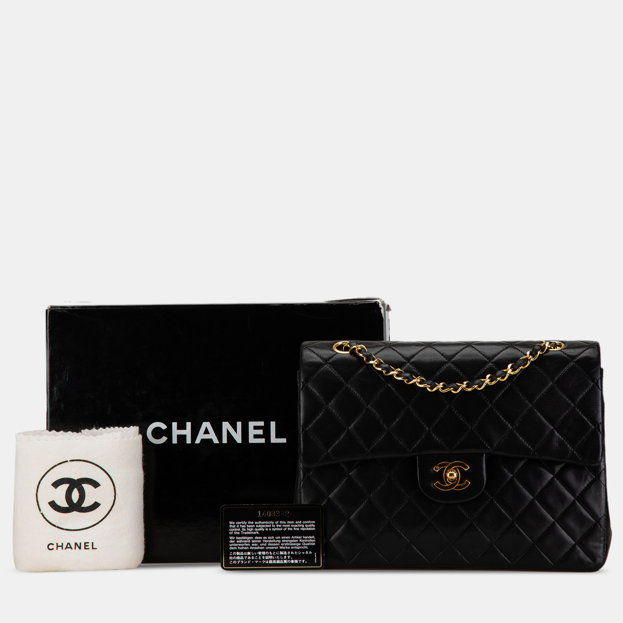 Chanel Black Classic Lambskin Double Flap Square Bag