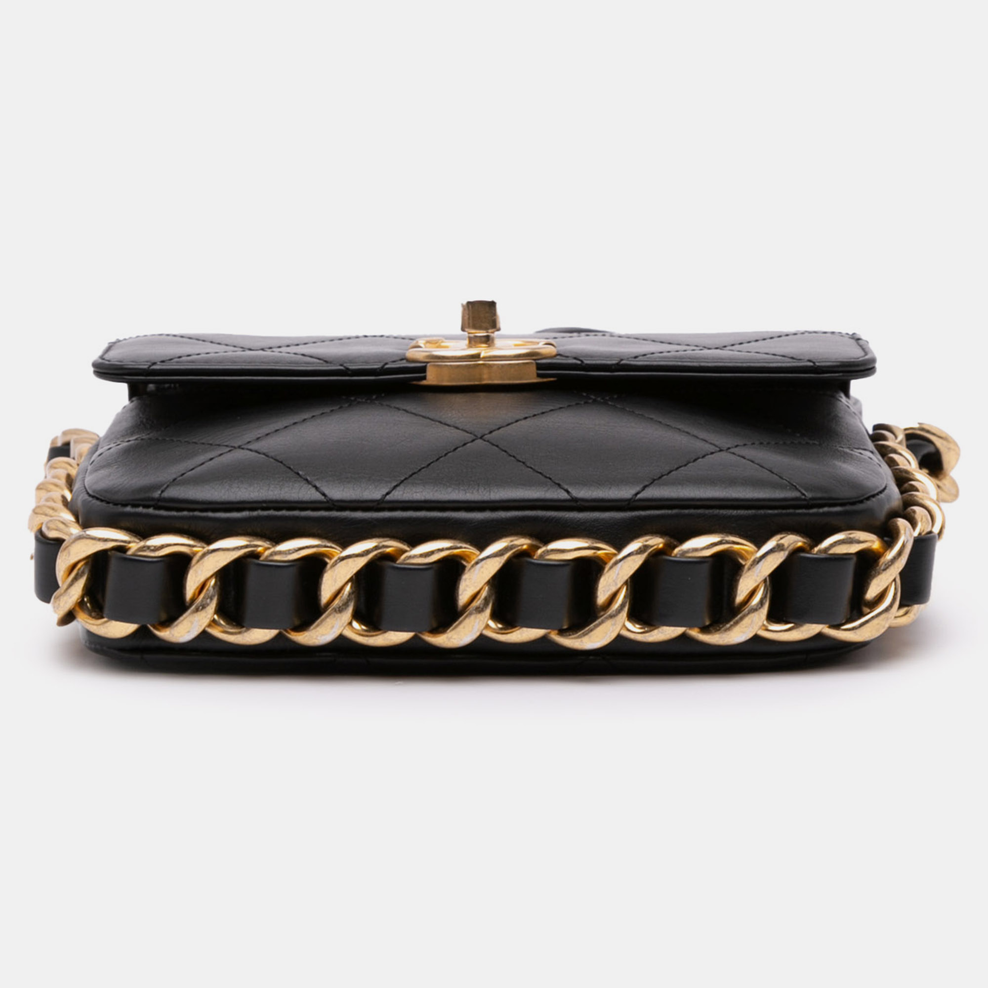 Chanel Black Quilted Calfskin Framing Chain Small Flap Bag